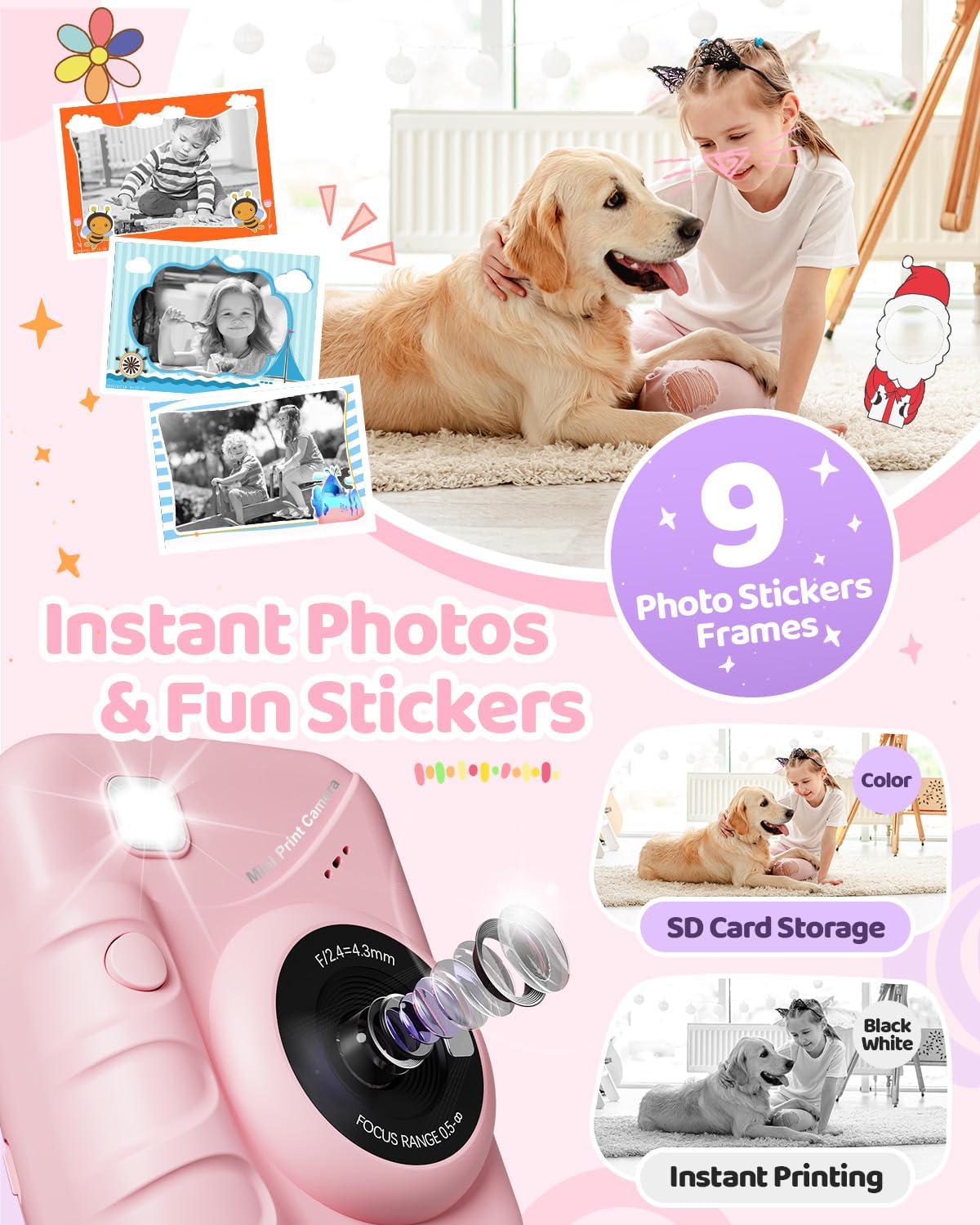 Detalle de TIATUA Macchina Fotografica Bambini Istantanea 3.0" | 32GB + 3 Rotoli di Carta - Rosa