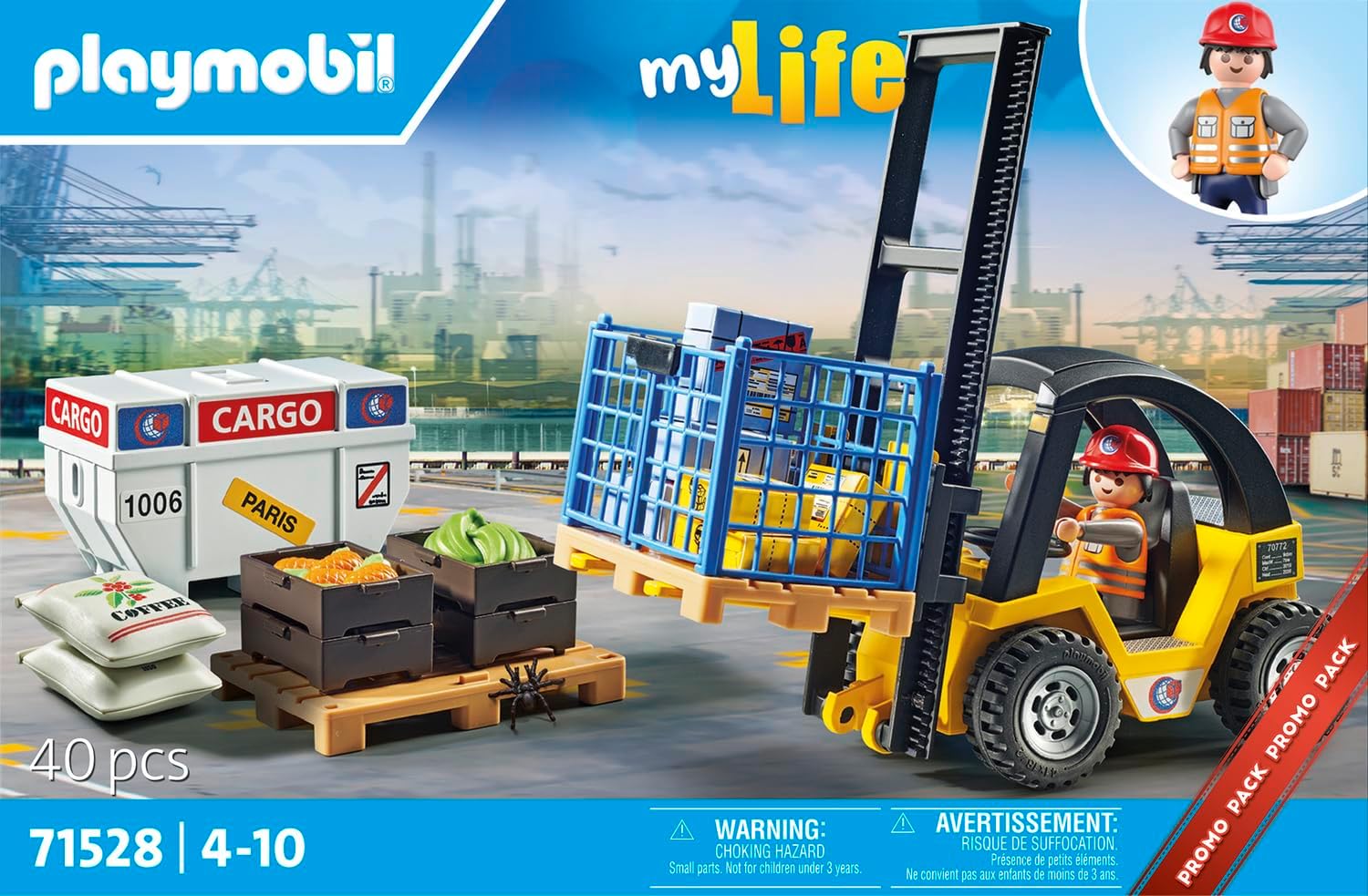 Thumbnail 3 de PLAYMOBIL Promo Pack 71528 – Chariot élévateur avec matériel et palettes