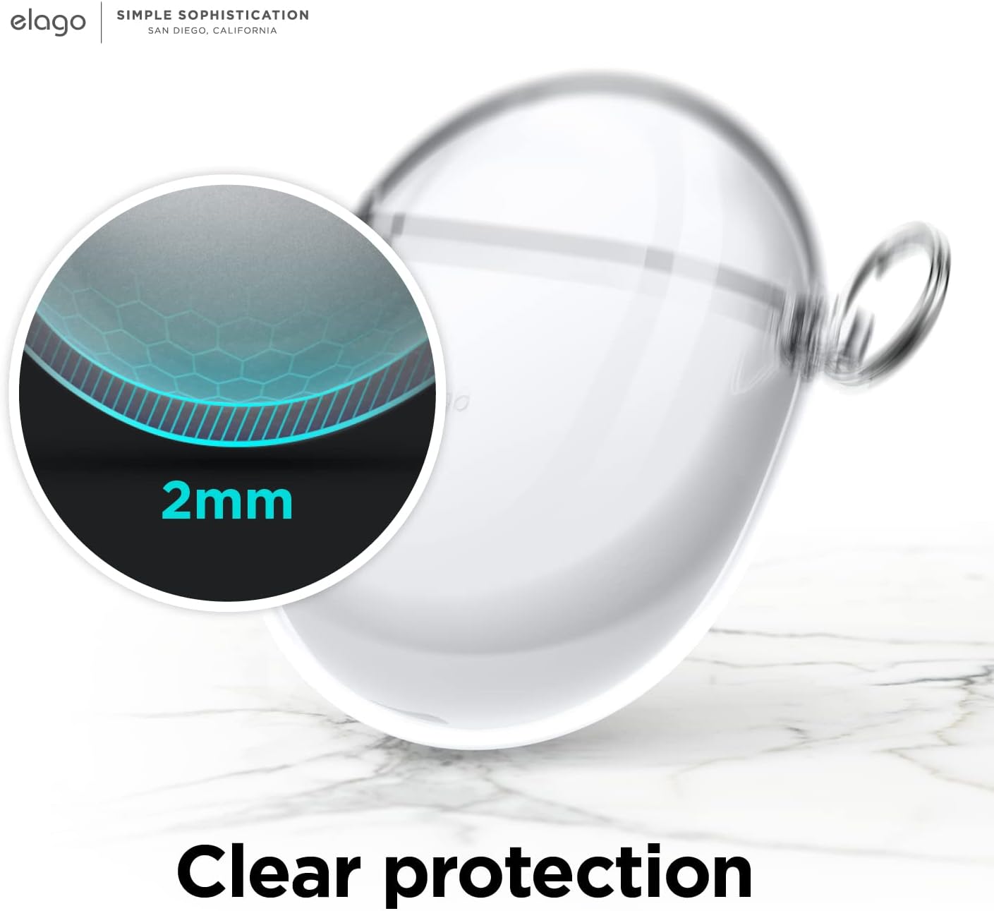 Thumbnail 4 de elago Coque Transparente en TPU pour Google Pixel Buds Pro avec porte-clé et charge sans fil intégrée