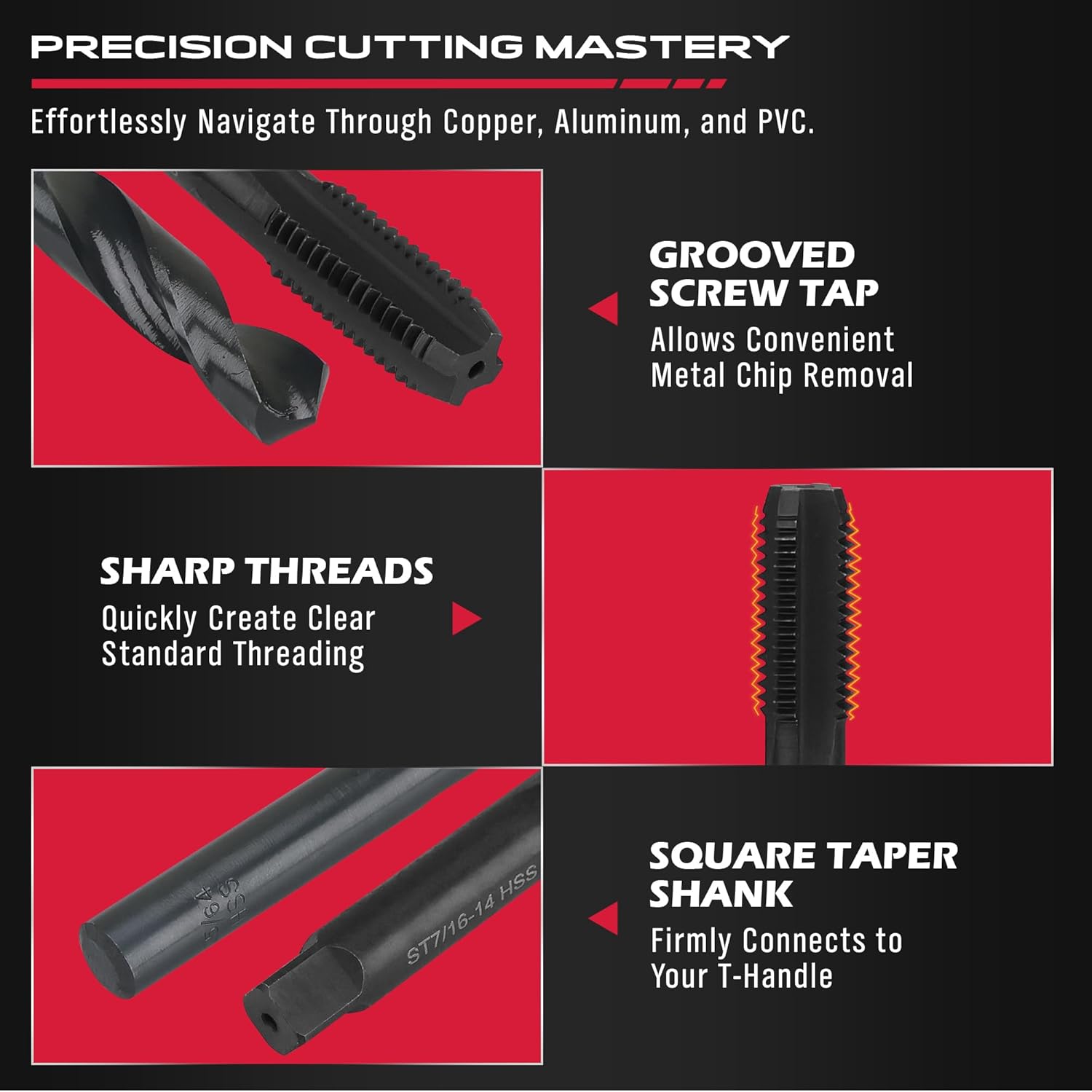Thumbnail 4 de SEDY SAE Thread Repair Helicoil Kit — 131-Piece Set with HSS Drill Bits, Inserts, Taps, and Breakoff Tools