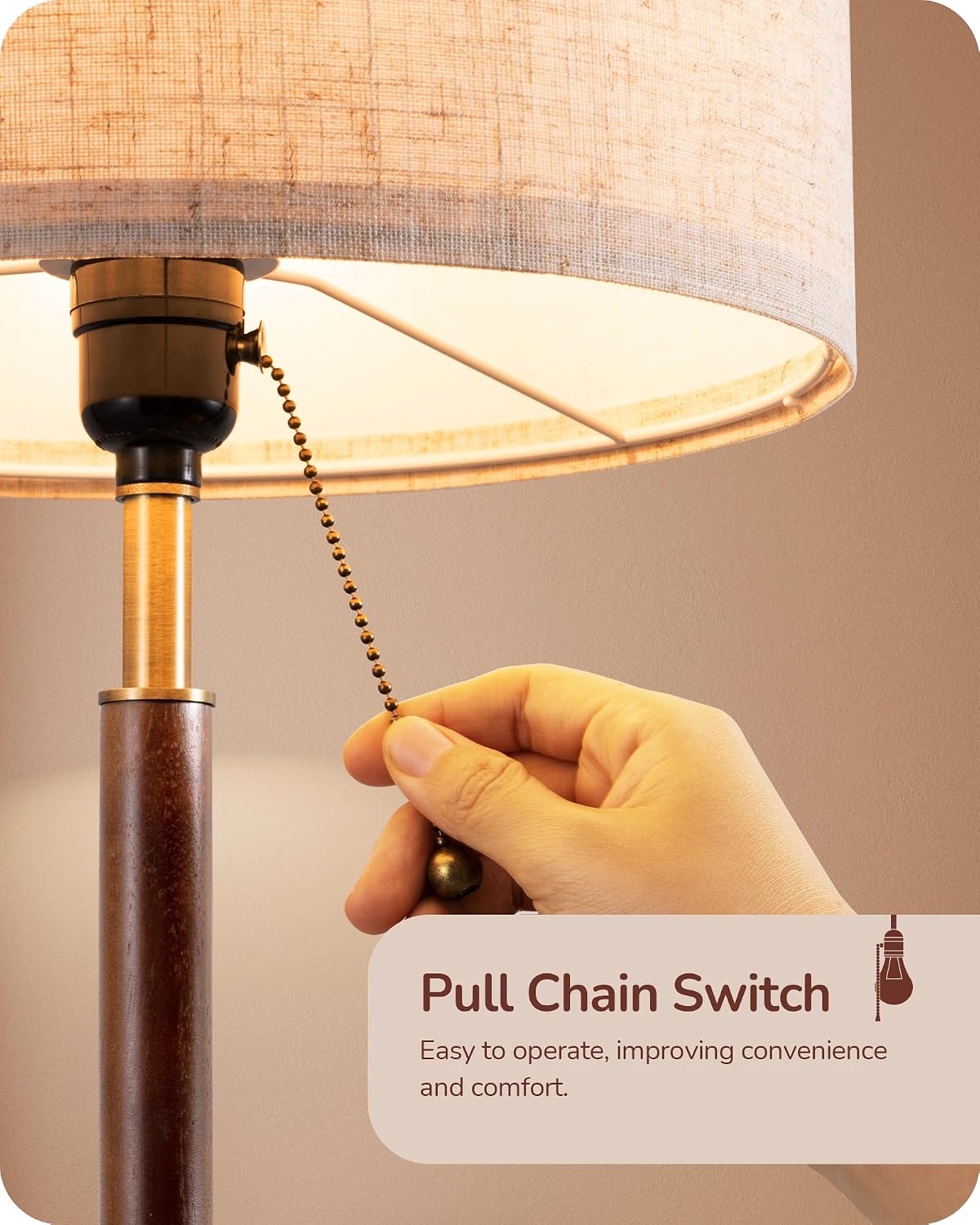 Detalle de EDISHINE UT1574 Mid-Century Table Lamps, 2-Pack with Linen Shades