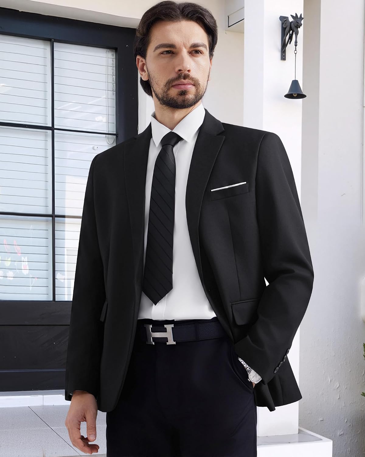 Thumbnail 3 de MAGE MALE Men's One-Button Blazer, Slim Fit, Notched Lapel, Two Vents
