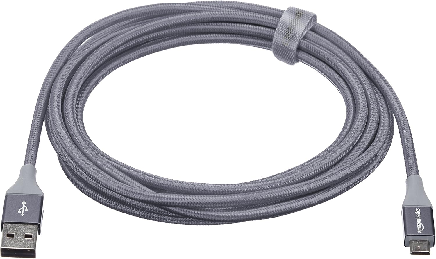 Detalle de Amazon Basics Micro USB to USB-A 2.0 Cable – 3 m, Nylon Braided (Dark Grey)