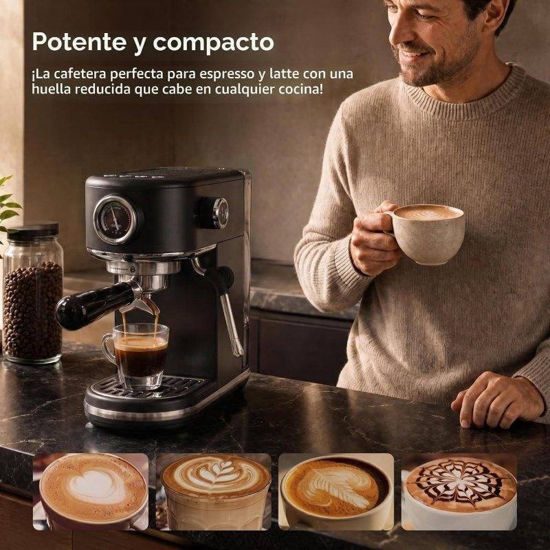 Detalle de HiBREW H10B: Cafetera espresso semiautomática de 20 bares con control de temperatura y modo cold-brew