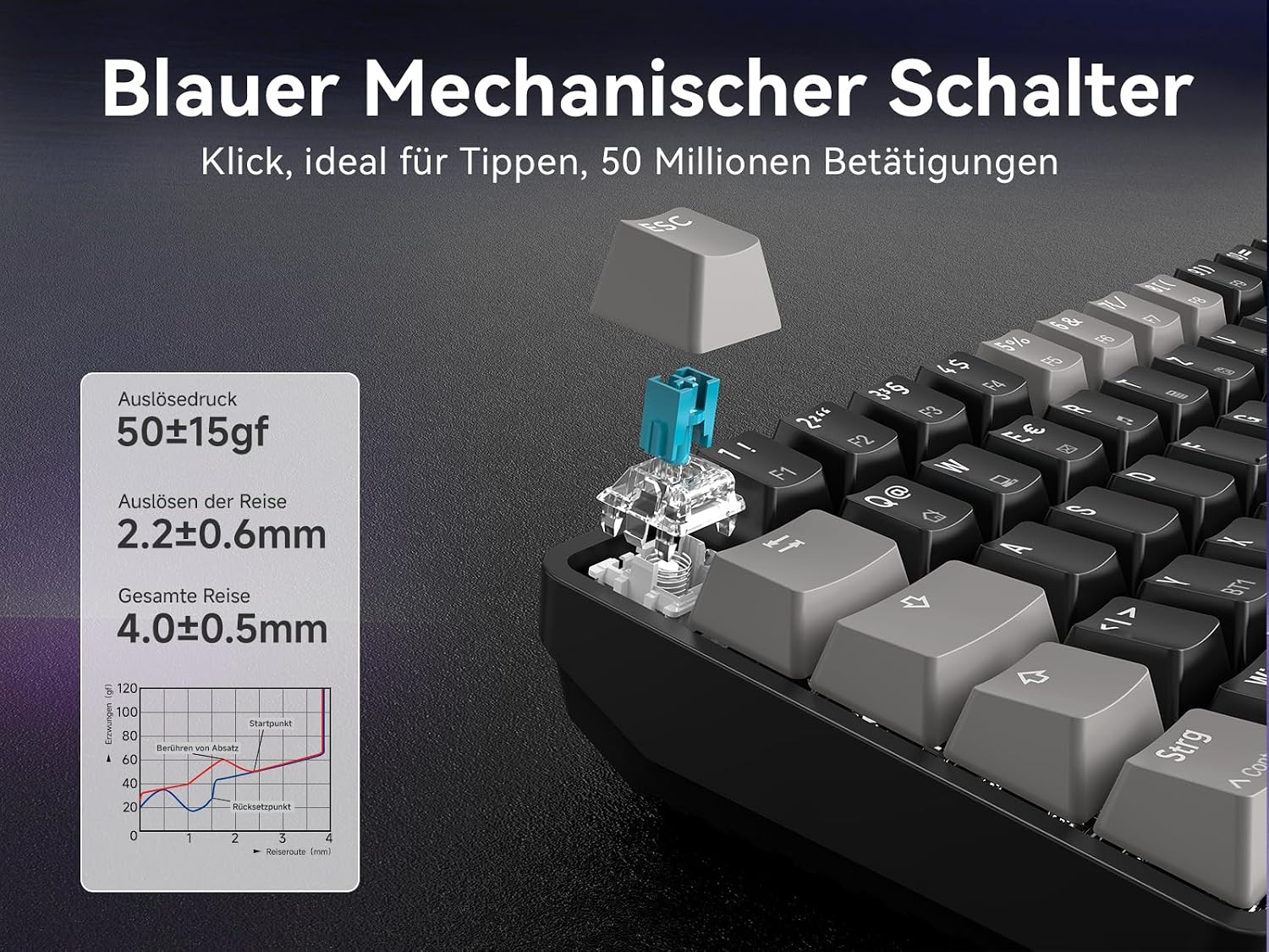 Thumbnail 4 de Dierya DK68 kabellose Gaming Tastatur 68 Tasten