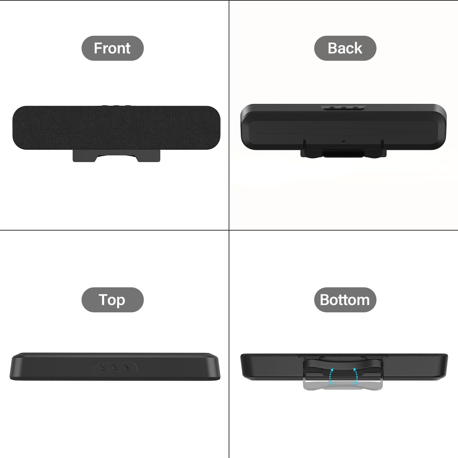 Thumbnail 6 de ZETIY USB Computer Speaker with clip-on monitor design (Black) – plug and play mini soundbar