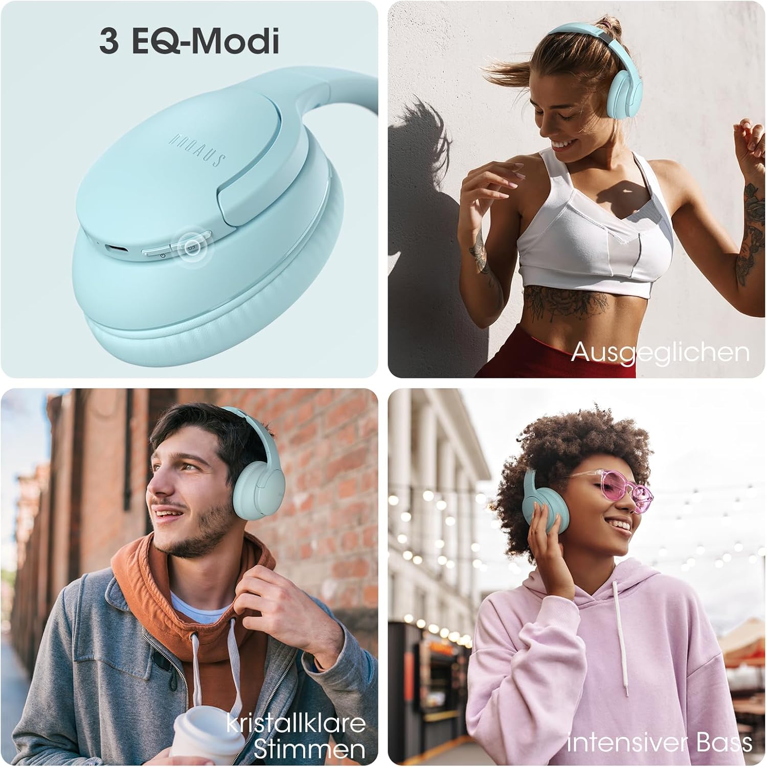 Detalle de DOQAUS Bluetooth Over-Ear Kopfhörer (Bluetooth 5.4, bis zu 90 Std., 3 EQ-Modi) – faltbar fürs Büro und Reisen