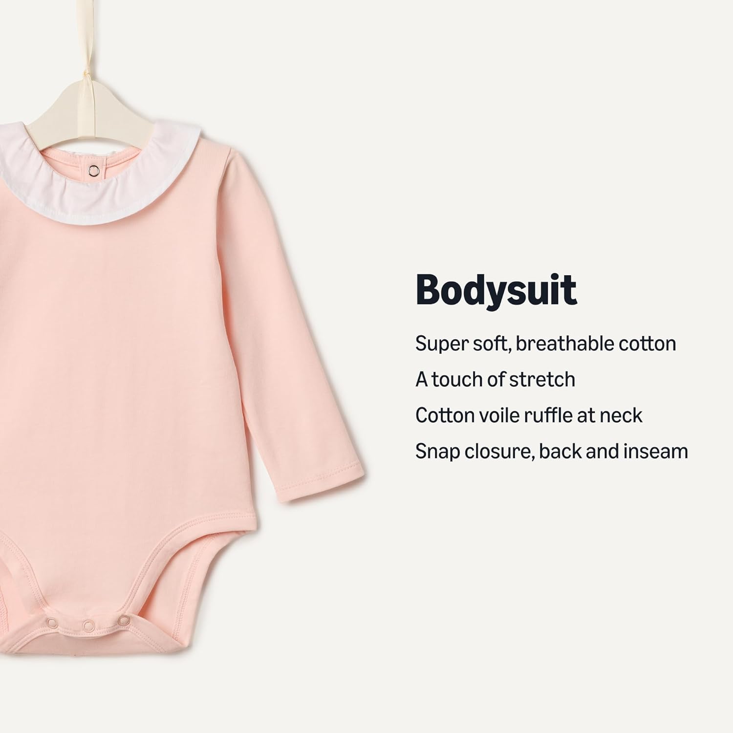 Detalle de Amazon Essentials x Sofia Grainge Baby Girls' Long Sleeve Ruffle Collar Bodysuit