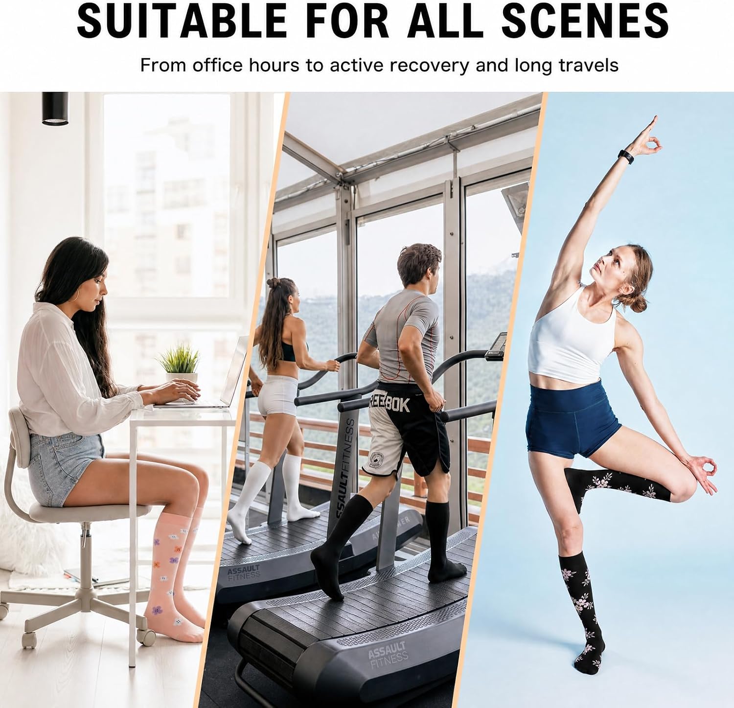 Detalle de Odtmger Compression Socks – 7 Pairs, 20-30mmHg Knee-High Support for Sports, Work and Everyday Wear