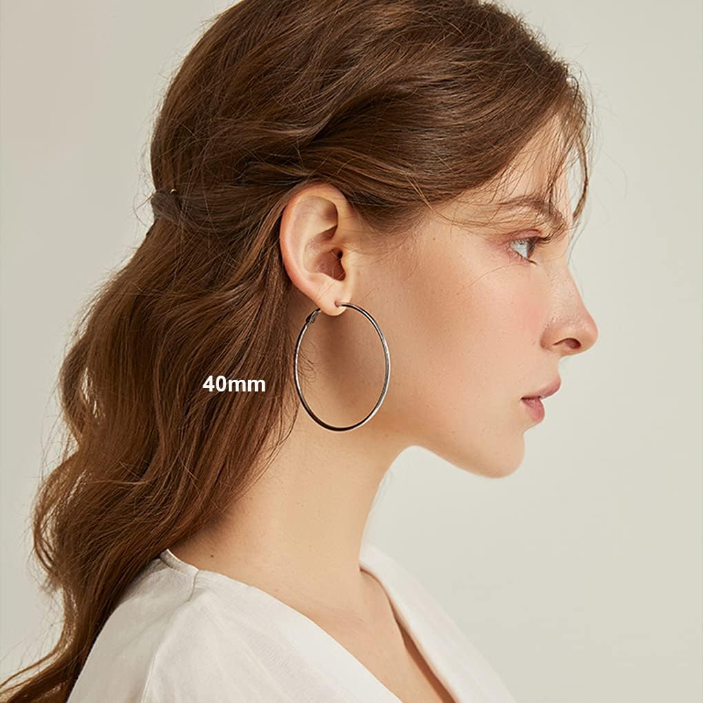 Thumbnail 3 de Hasnsofie 925 Sterling Silber Creolen für Damen – hypoallergenes Huggie-Set (40 mm, teils auch 30/50 mm)