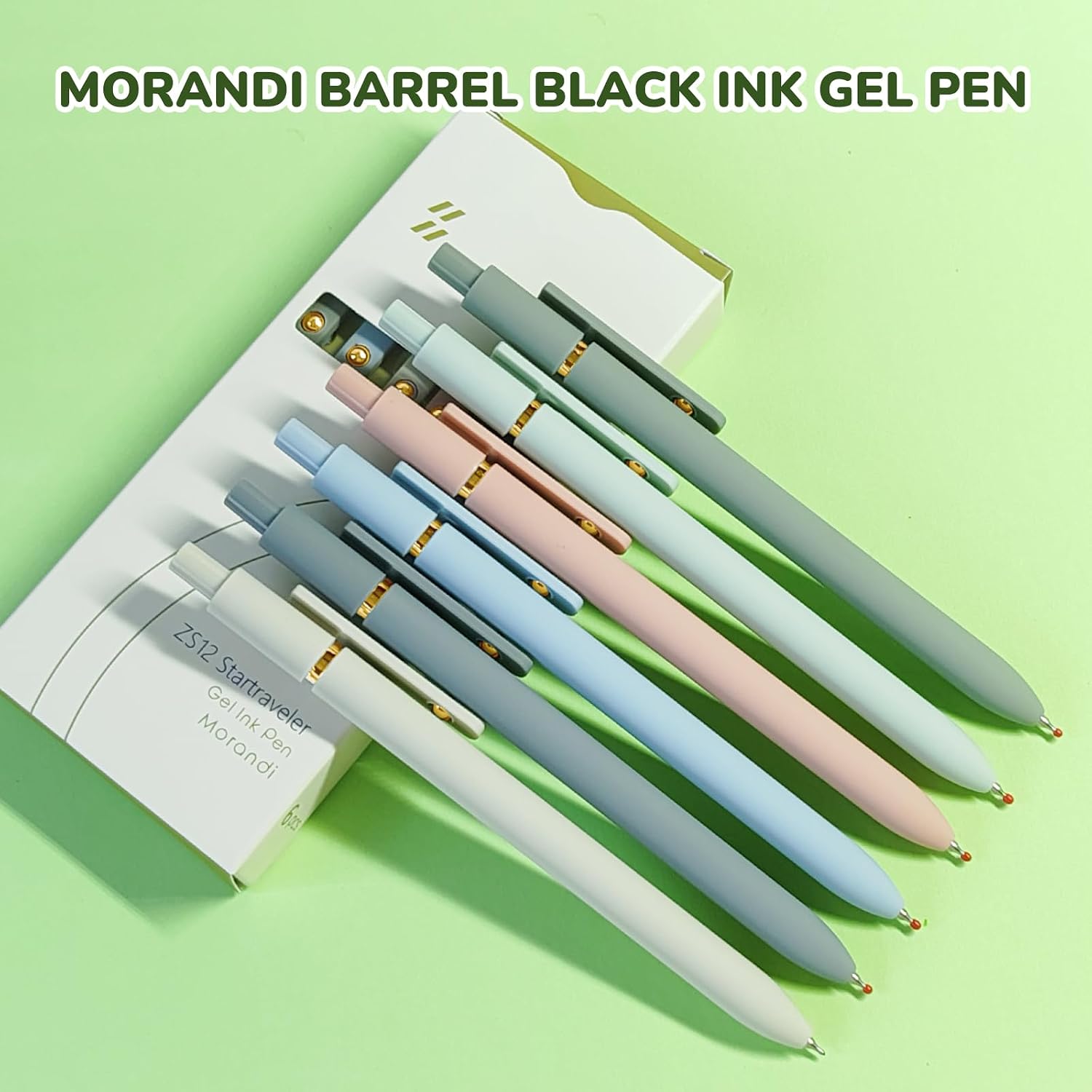 Detalle de UIXJODO Gelstifte mit schwarzer Tinte, 0,5 mm feine Spitze – einziehbar, 6er-Set Morandi Gold