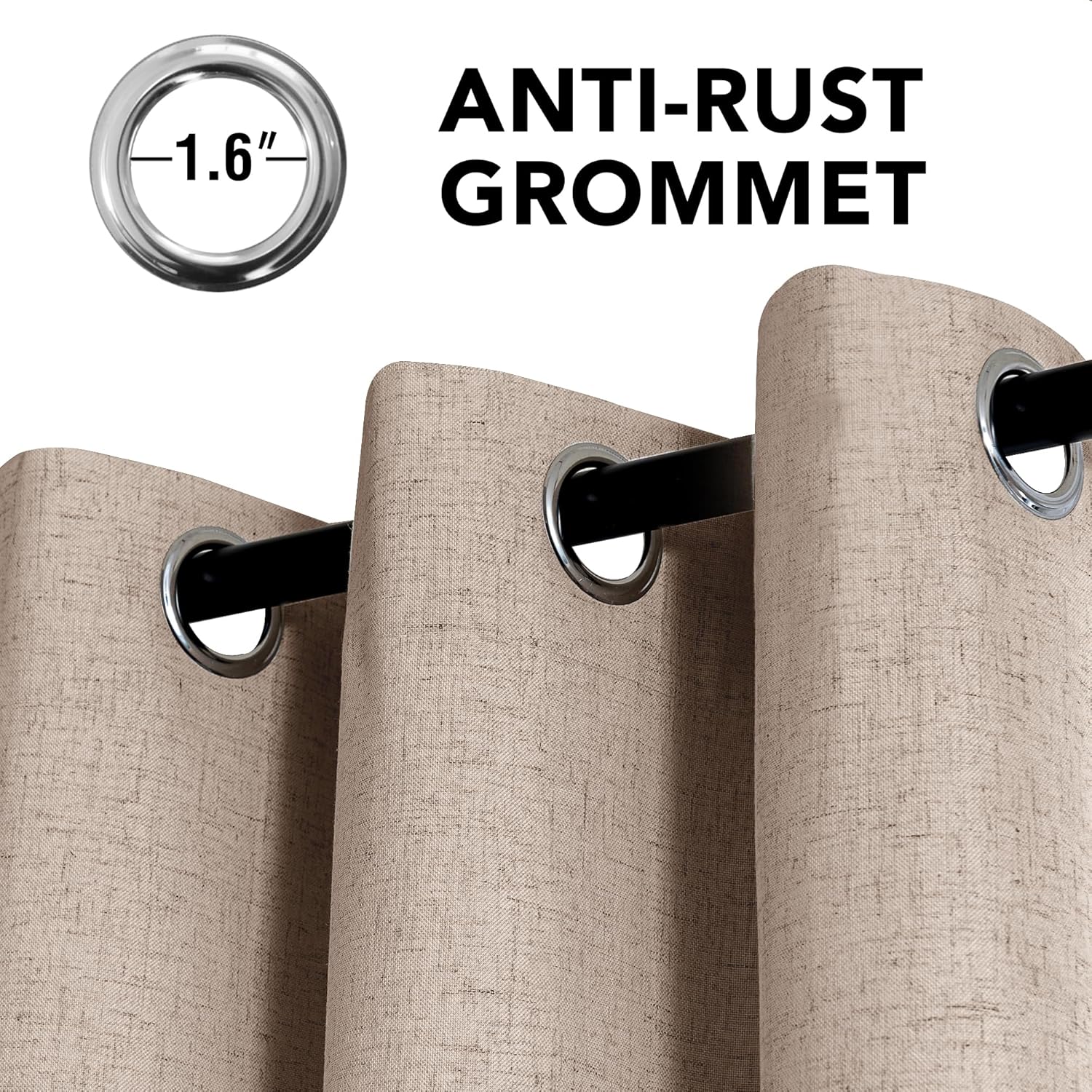 Detalle de H.VERSAILTEX Linen 100% Opacity Blackout Curtains, 2 Panels, 102" Long with Nickel Grommets