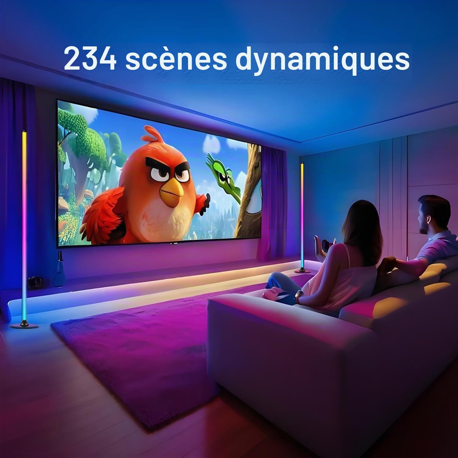 Detalle de ONSTUY WS8812B led-vloerlamp, set van 2, 1,2 m, dimbaar RGBW met app