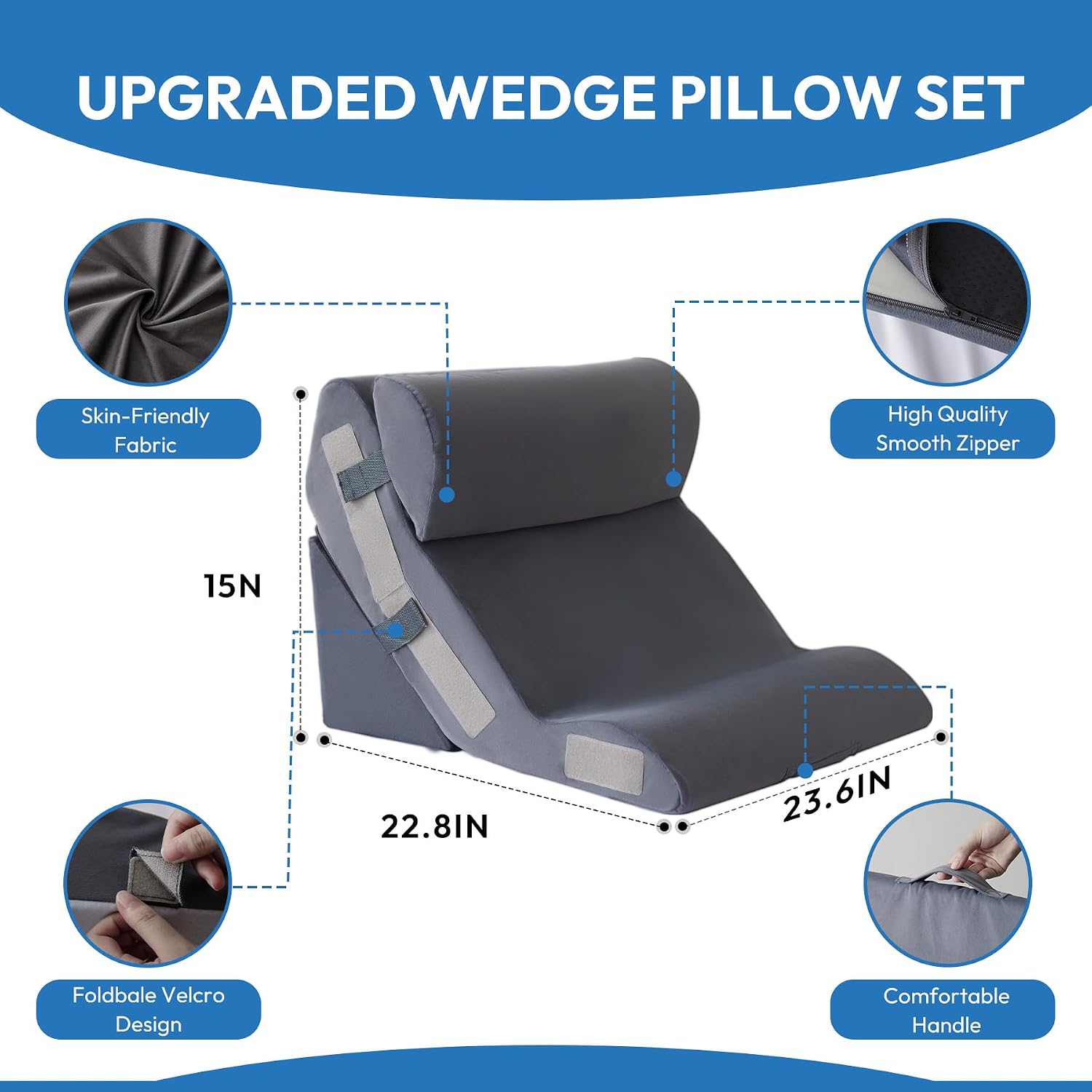 Detalle 2 de Ahpmeoa Wedge Pillow Set, Plush Grey