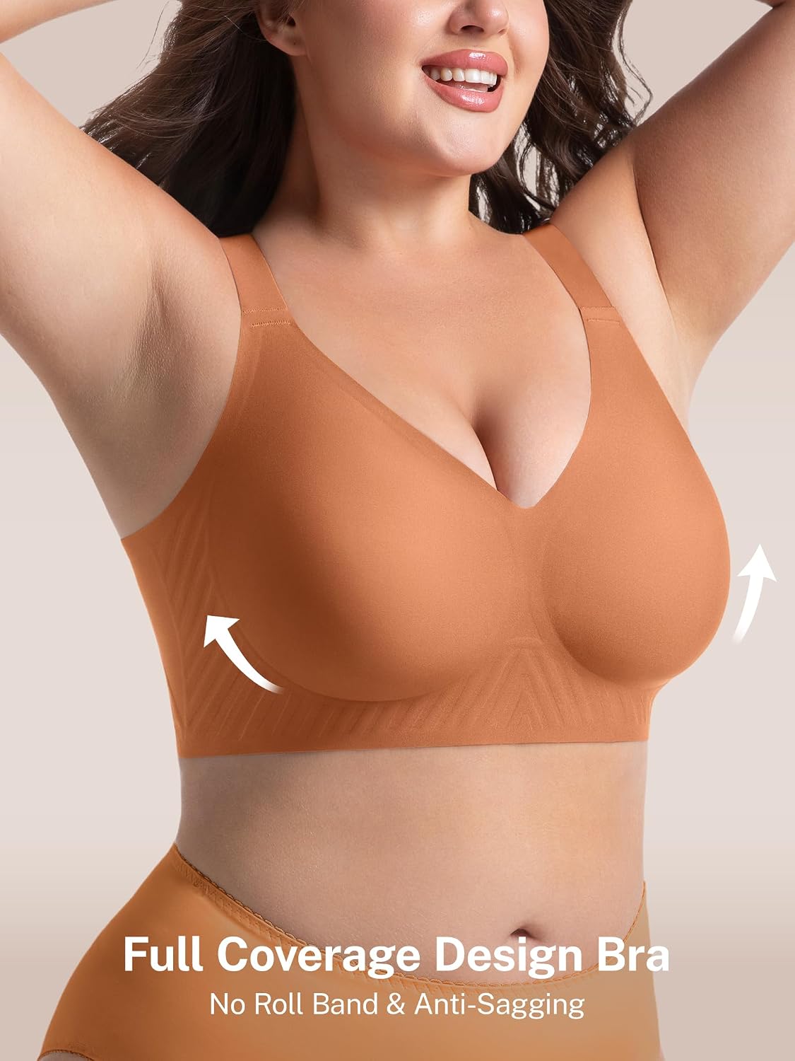 Detalle de habibee Jelly Push Up Bra, Plus-Size Wireless Full Coverage, 32D–46E