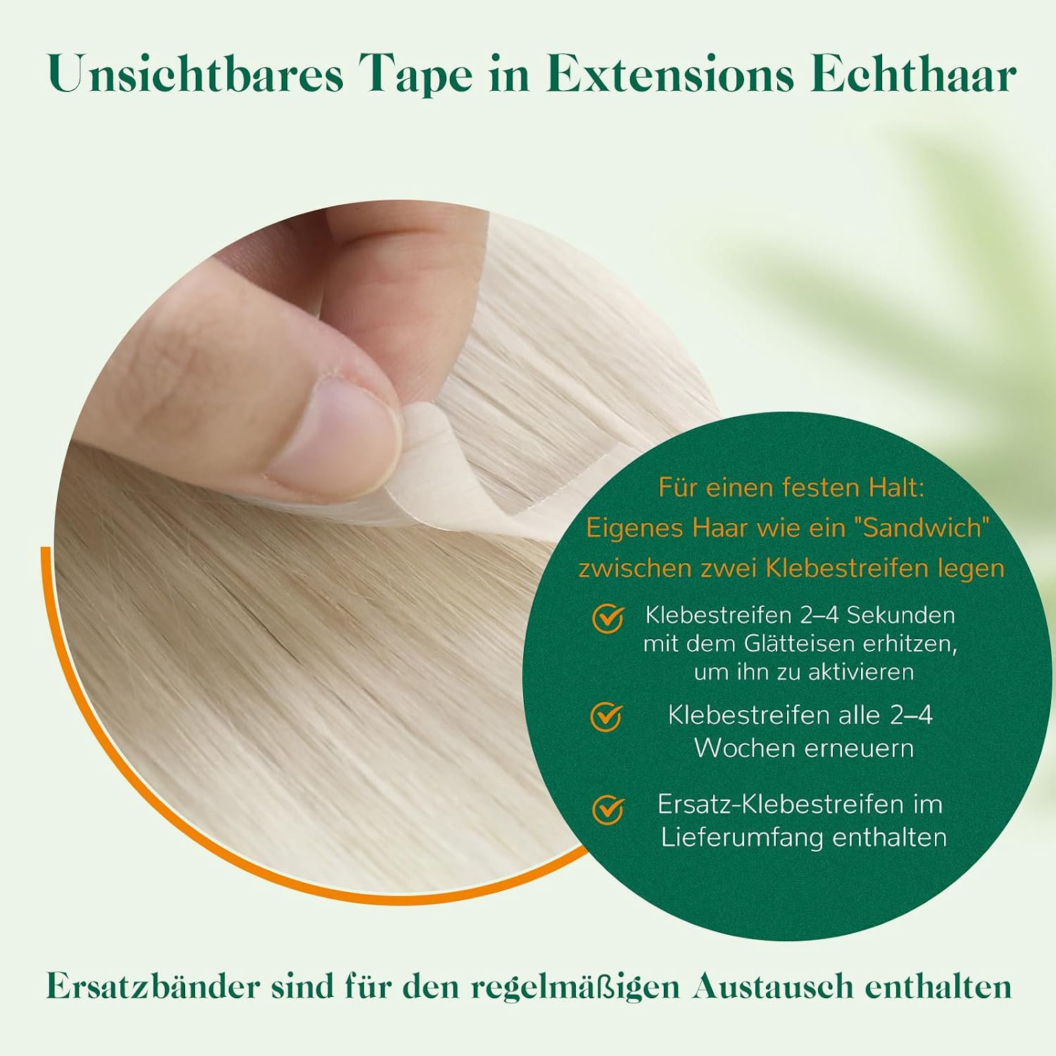 Thumbnail 6 de Easyouth Tape in Extensions Echthaar Blond – Echthaar Tape Extensions 30 cm, 30 g