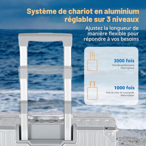 Detalle de ALPHA CAMP Valise rigide 65 L en polycarbonate, cadre aluminium et serrure TSA