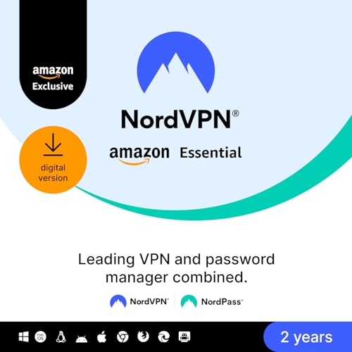 Detalle de NordVPN Amazon Essential: VPN for up to 10 devices + NordPass Password Manager (2-Year Digital Code)