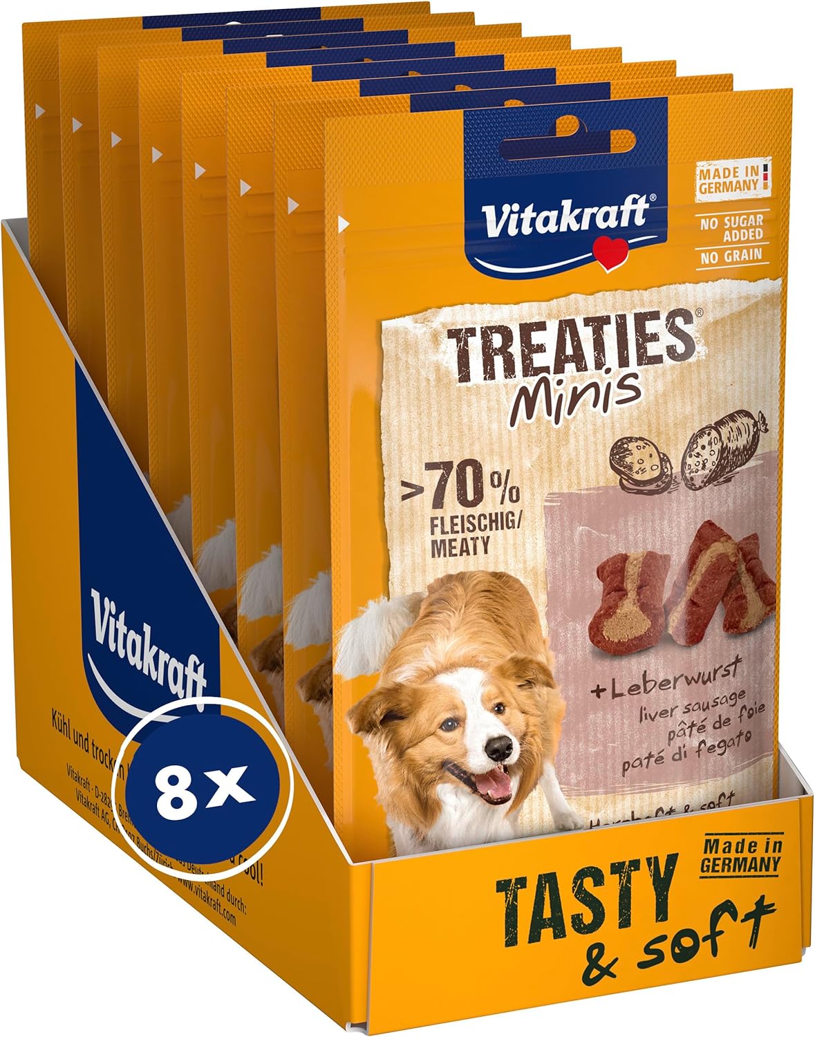 Detalle de Vitakraft Treaties Minis Hundeleckerli mit Leberwurst-Geschmack – 8×48 g