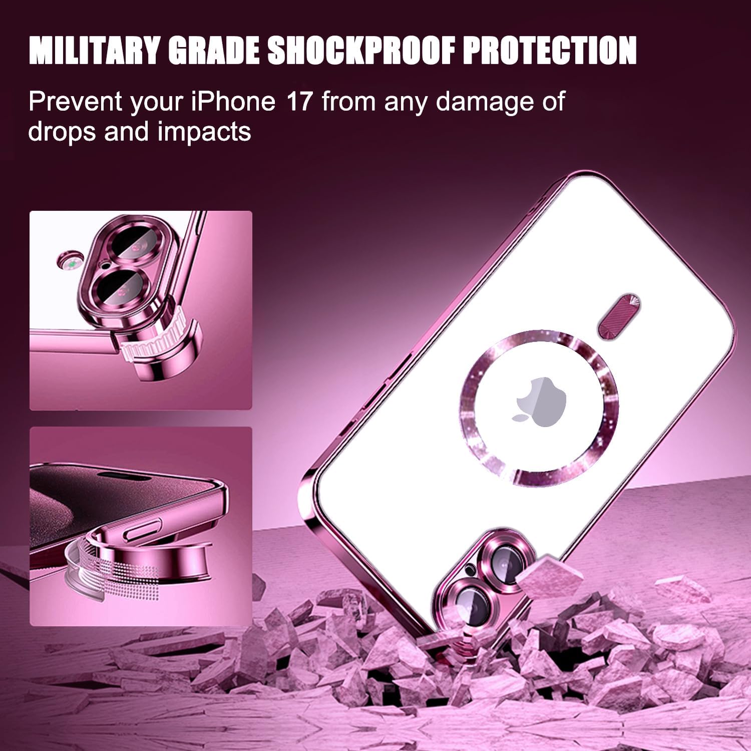 Detalle de Misscase Magnetic for iPhone 17 Clear Case with Privacy Screen Protector and Camera Lens Protector