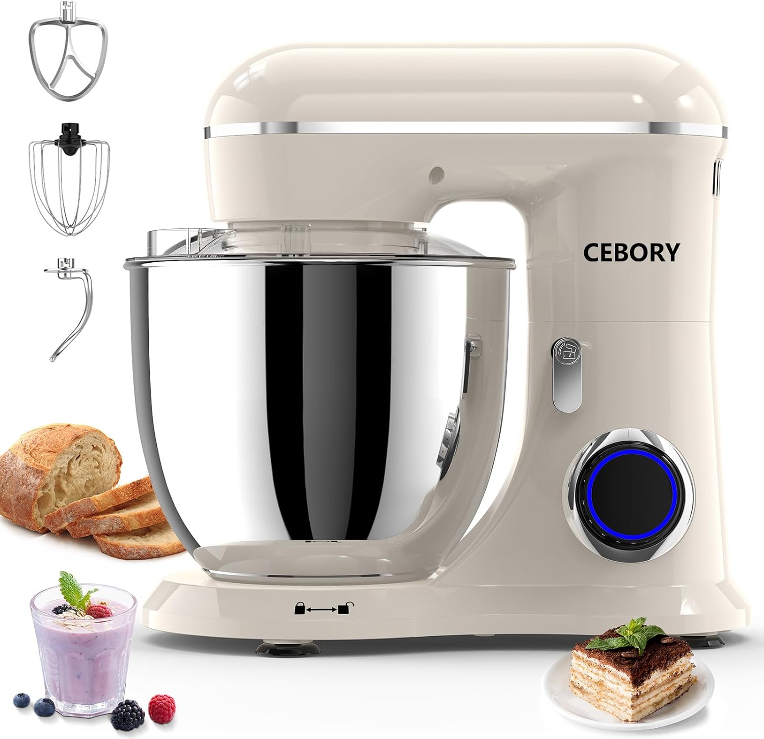 Detalle de CEBORY 3-IN-1 Stand Mixer 6.5QT 🍞