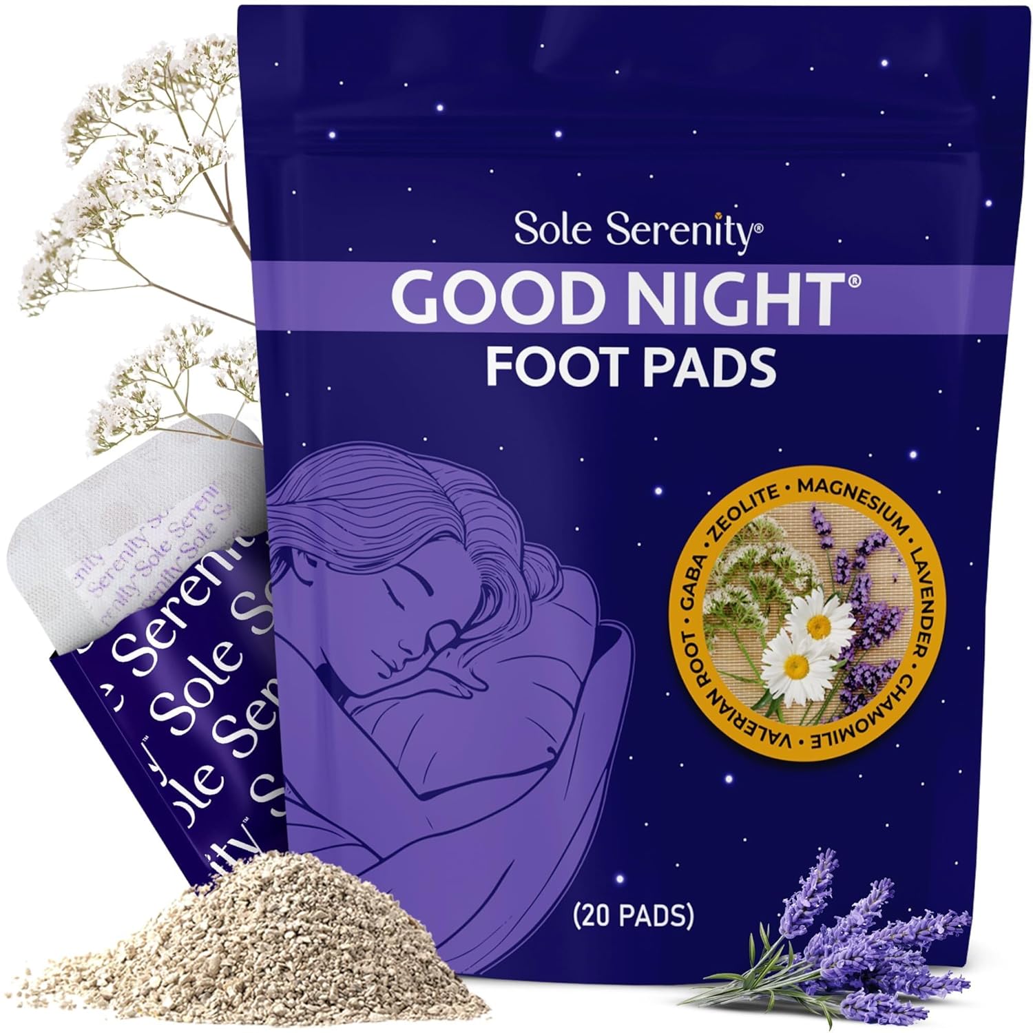 Detalle de Sole Serenity Good Night Foot Pads – Traditional Herbal Blend, No Prep, Overnight Comfort