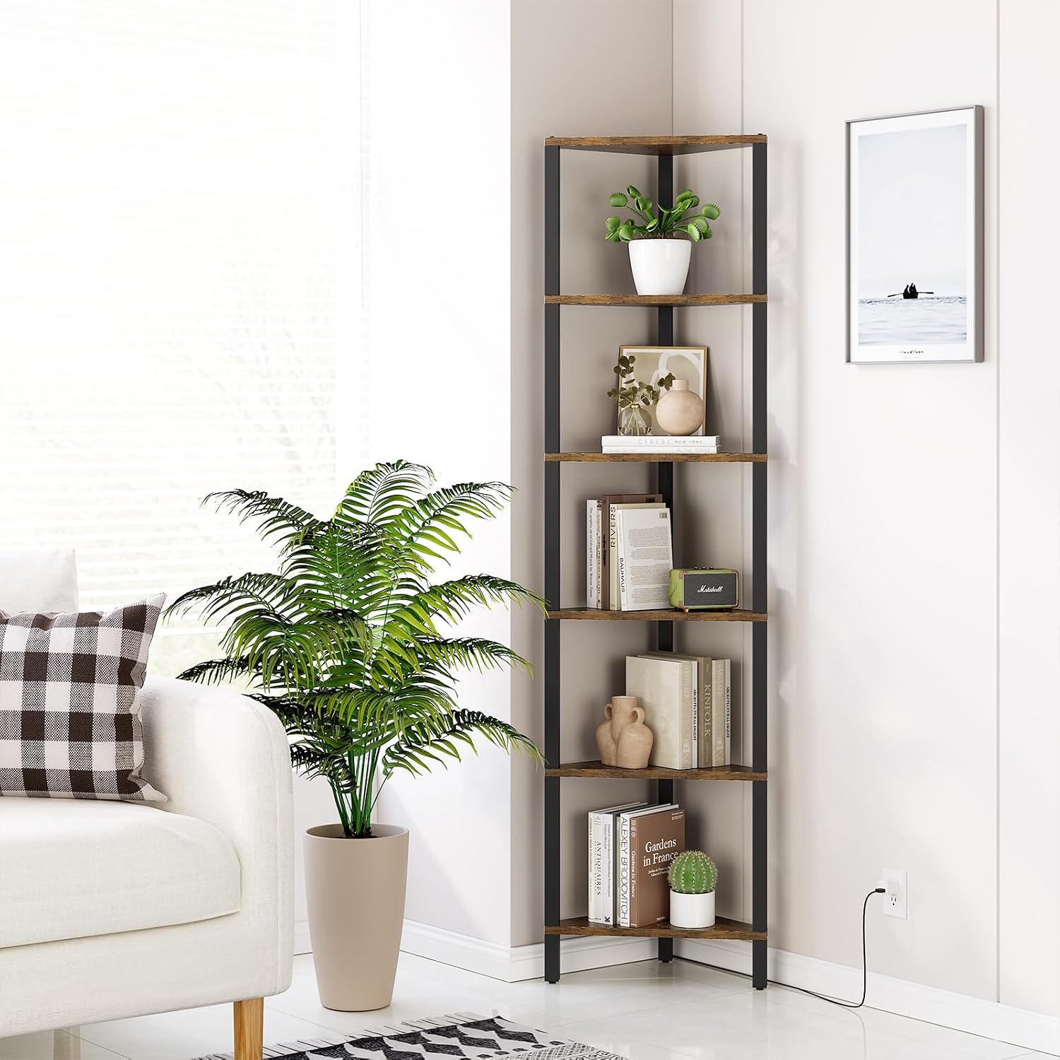 Detalle de TUTOTAK Corner Shelf with LED Light 6-Tier