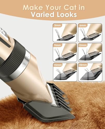 Detalle de Oneisall Tondeuse pour chats silencieuse pour poils longs – sans fil, faible bruit et guides de protection