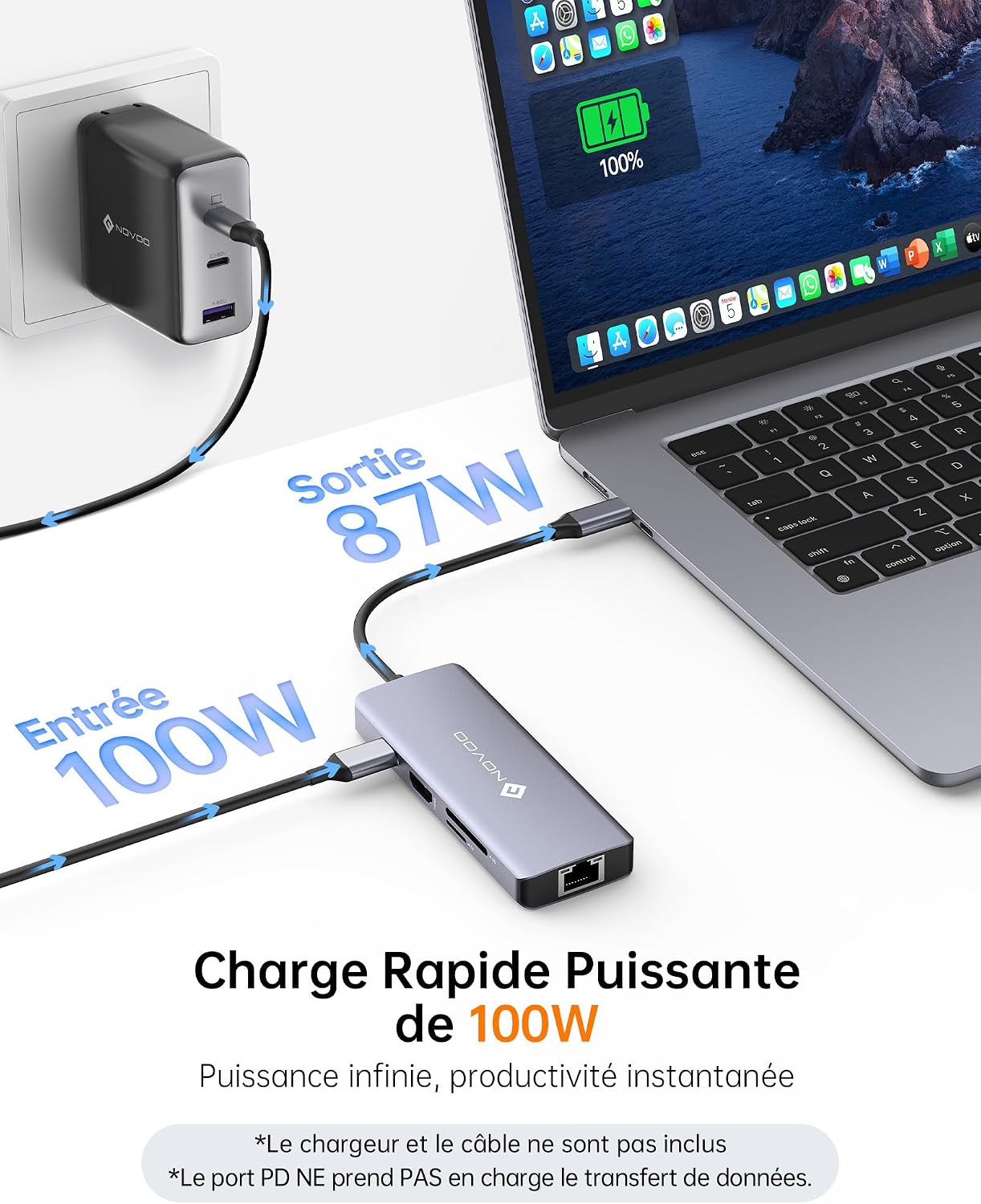 Detalle 2 de NOVOO Hub USB C 8 en 1 HDMI 4K