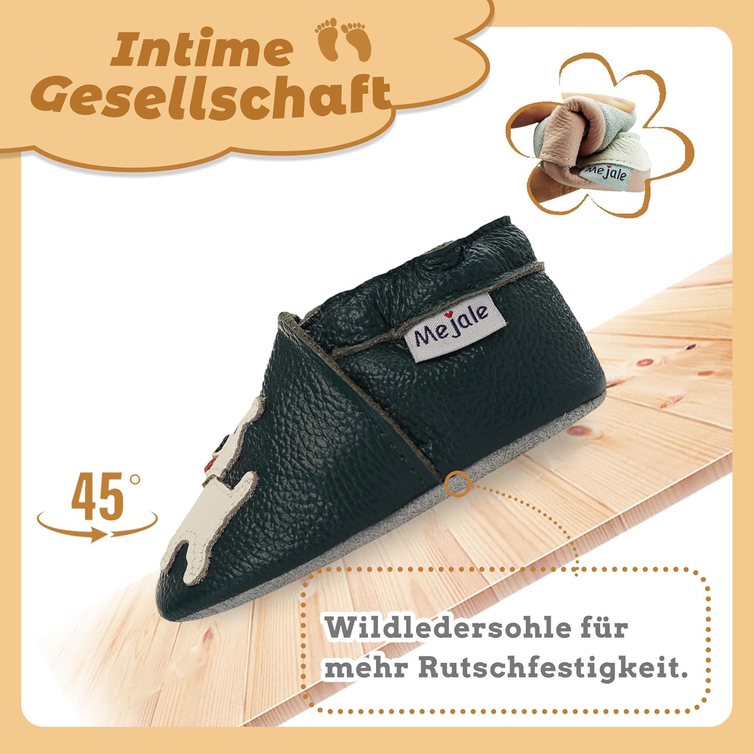 Thumbnail 2 de Mejale Krabbelschuhe aus Leder für Babys – Lauflernschuhe, Krabbel- und Hausschuhe aus Leder