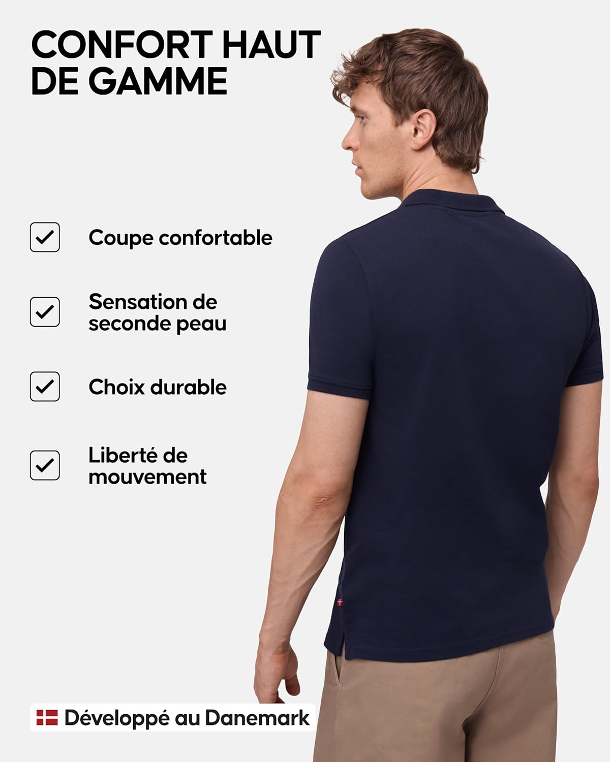 Detalle 2 de Polo Danish Endurance pour Homme – coton biologique, coupe classique, manches courtes