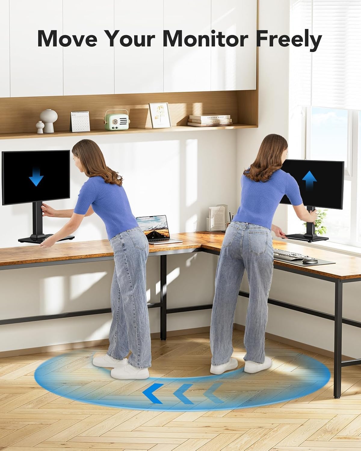 Detalle de HUANUO Supporto Monitor Scrivania: Braccio VESA indipendente per schermi 13–34", fino a 20 kg