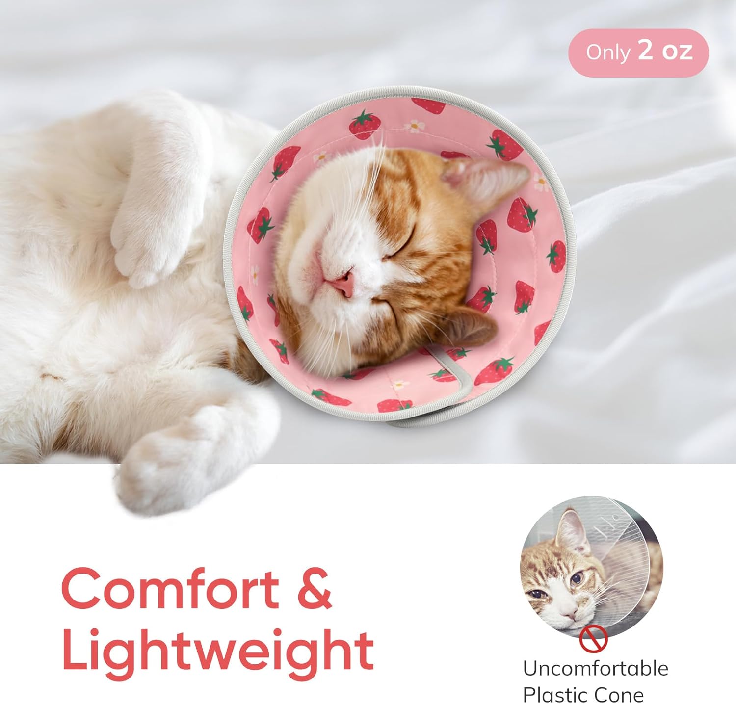 Detalle 2 de Supet Adjustable Elizabethan Cat Cone Collar (Pink, M) for Post-Surgery Licking Prevention