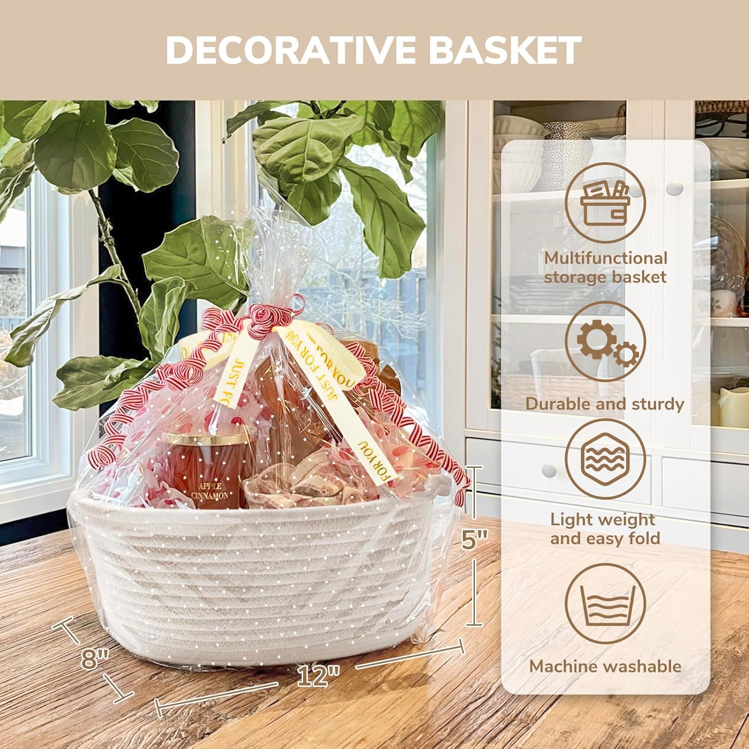 Thumbnail 5 de TIMEYARD Small Gift Basket (White) with Bags & Ribbons – 30 x 20 x 12 cm