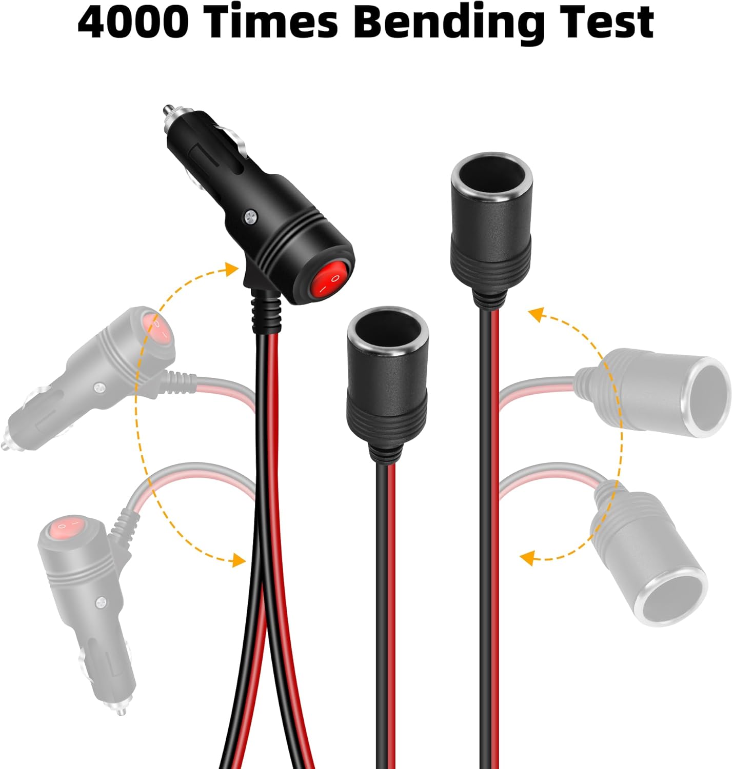 Thumbnail 5 de GELRHONR 12V car cigarette lighter splitter extension cable with on/off switch (1 to 3 ports, 15A fuse)