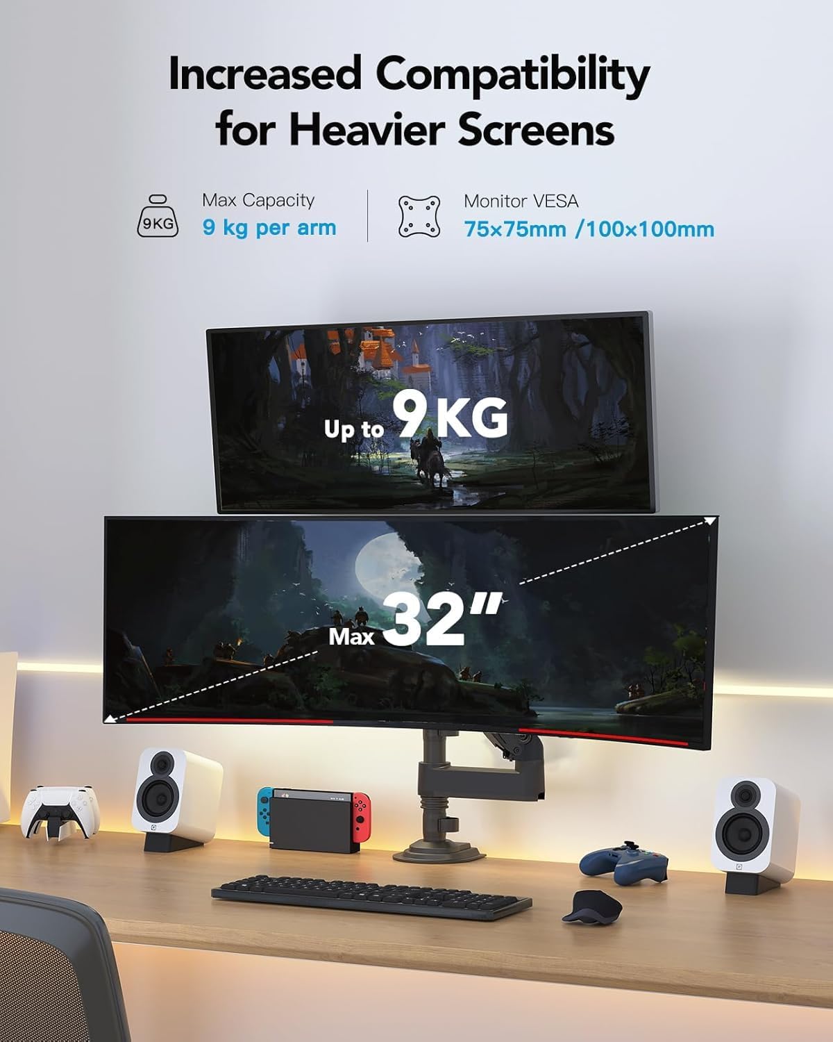 Detalle 2 de HUANUO Monitorhalterung 2 Monitore 13–32 Zoll