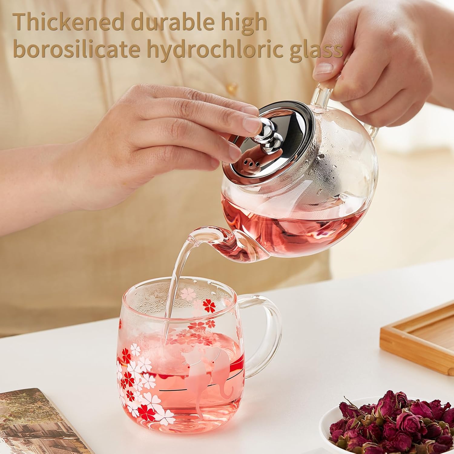 Detalle 2 de ClearTea Maker Glass Teapot 600ml ๐ต