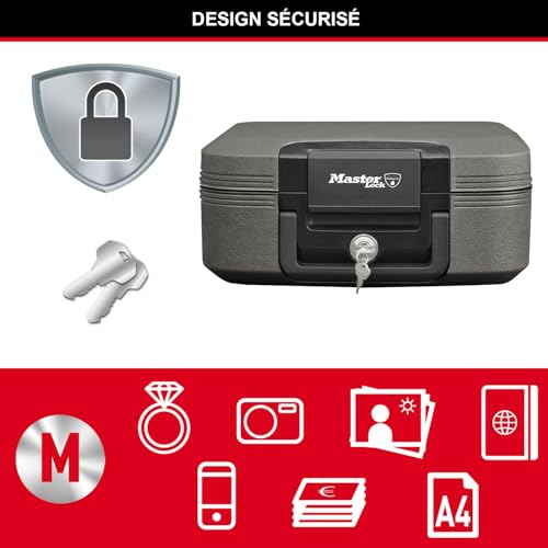 Detalle de Master Lock Tresor Feuerfest und Wasserdicht – 7,8 L, Dreifacher Schutz (Flug, Feuer, Flut)