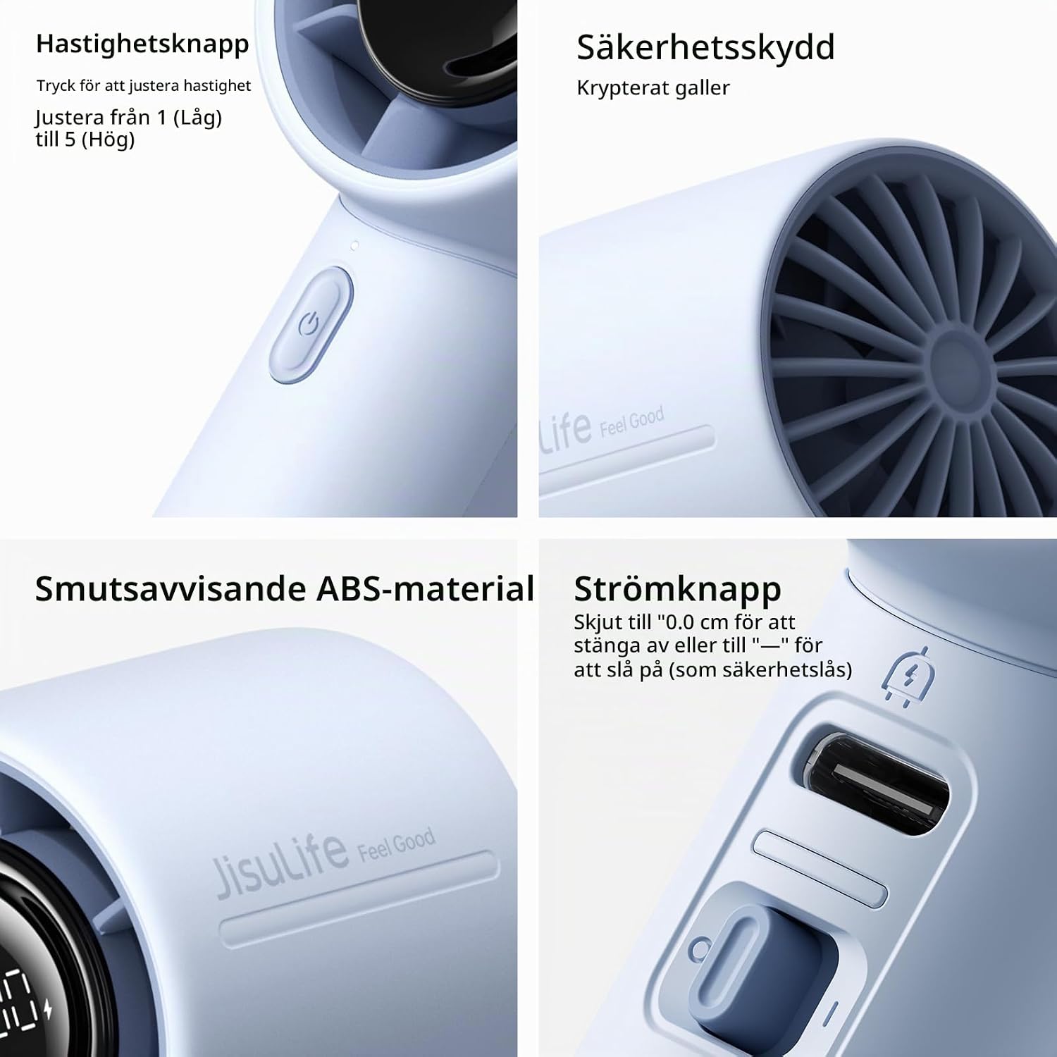 Thumbnail 6 de JISULIFE Handheld Fan Life10S handfläkt, 5 000 mAh, 5 hastigheter, LED-display