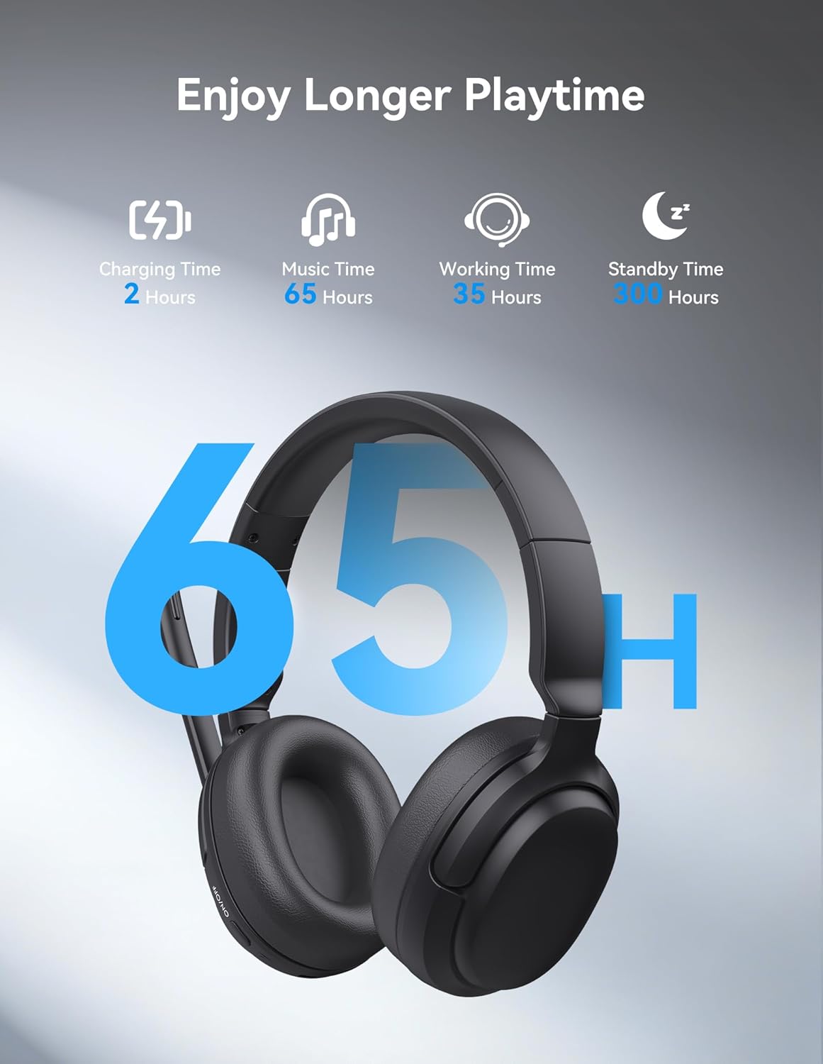 Detalle de TECKNET 5.4 Bluetooth Headphones Over Ear with Dual Connection, 65H Battery and 2-in-1 Mono/Stereo