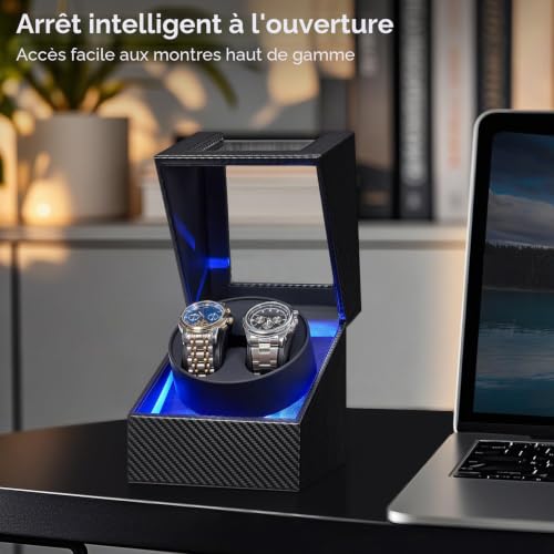 Detalle de BEWISHOME Remontoir Montre Automatique Double Remontoir avec Éclairage LED
