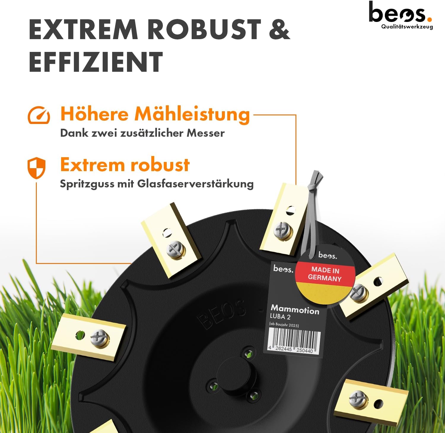 Thumbnail 4 de BEOS Premium Mähroboter Tuning Messerscheiben – kompatibel mit Mammotion LUBA2 AWD (ab Baujahr 2025), 2× Messerteller