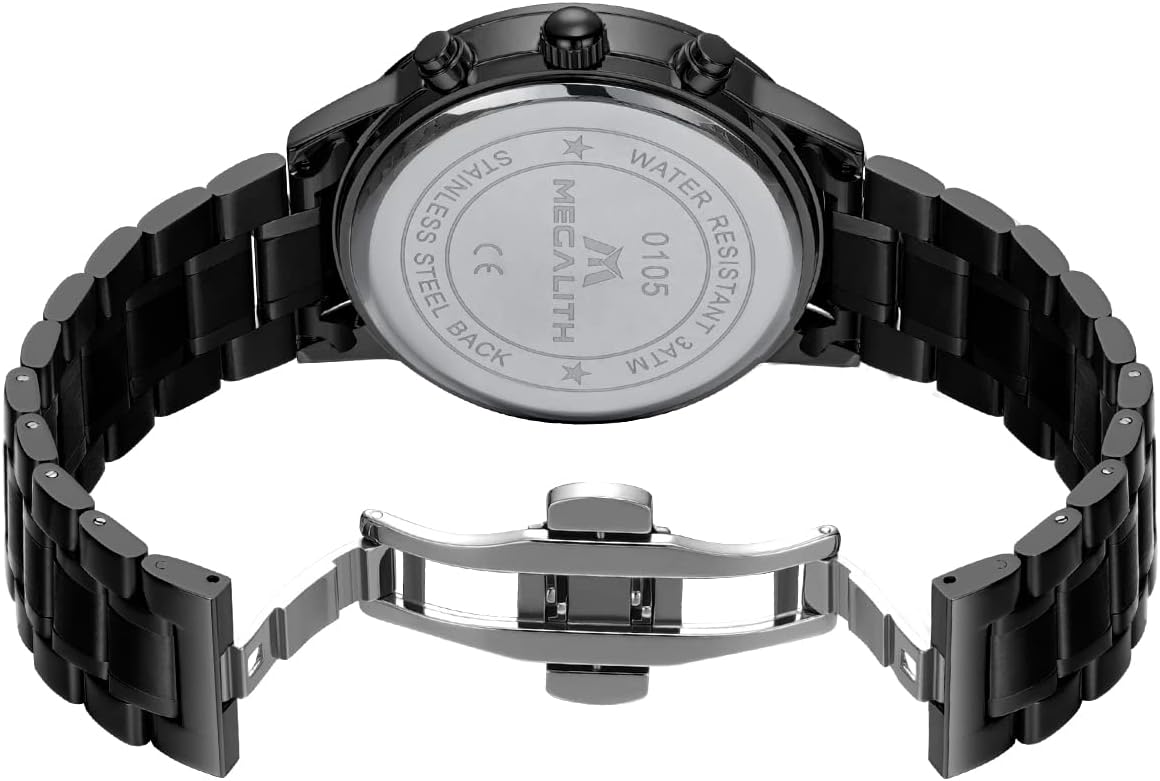 Thumbnail 3 de MEGALITH Herrenuhr aus Edelstahl mit Chronograph – großes Ziffernblatt, leuchtendes Datum, wasserdicht 3ATM