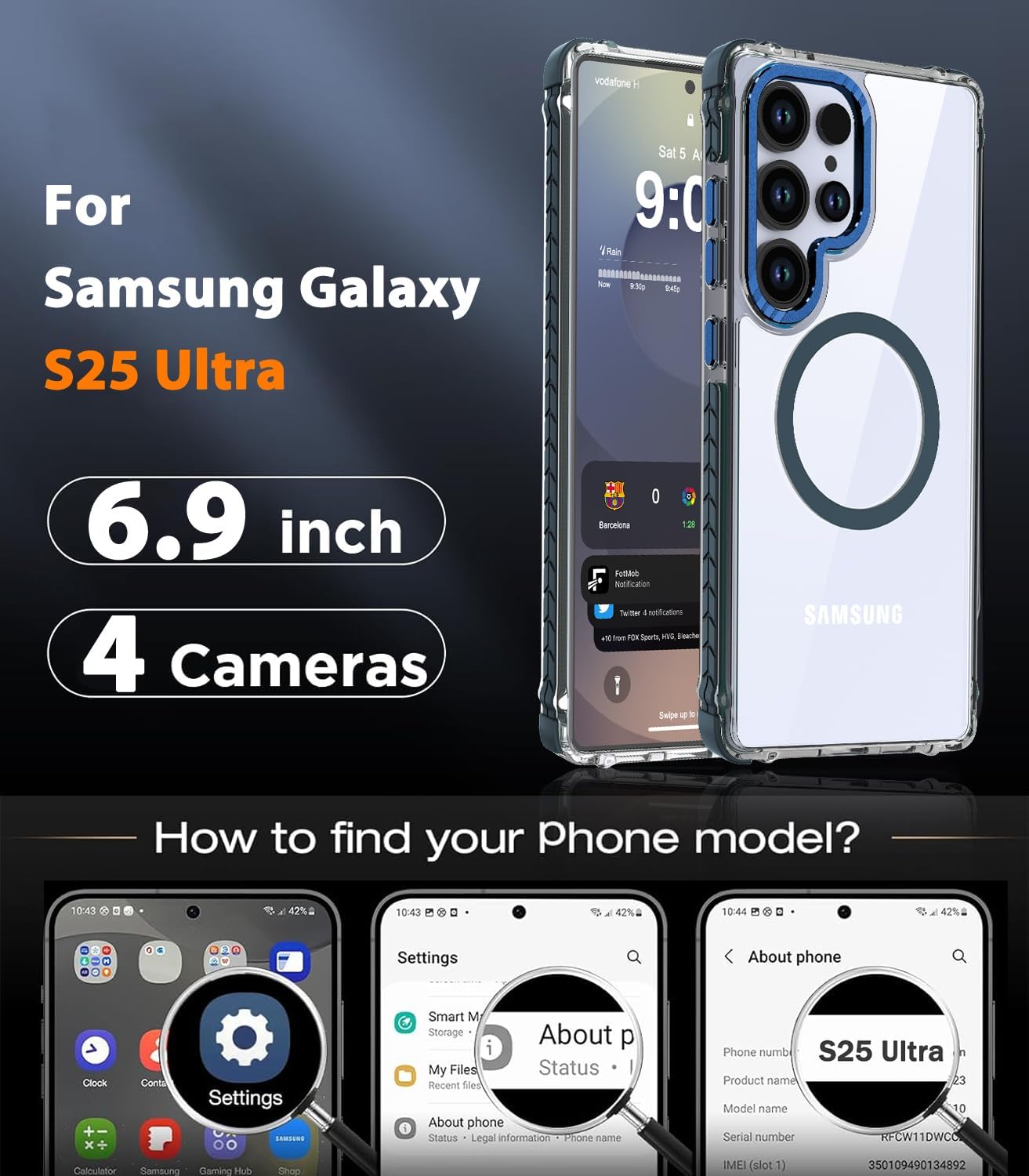 Thumbnail 1 de DEERLAMN Strong Magnetic Case for Galaxy S25 Ultra 6.9-Inch