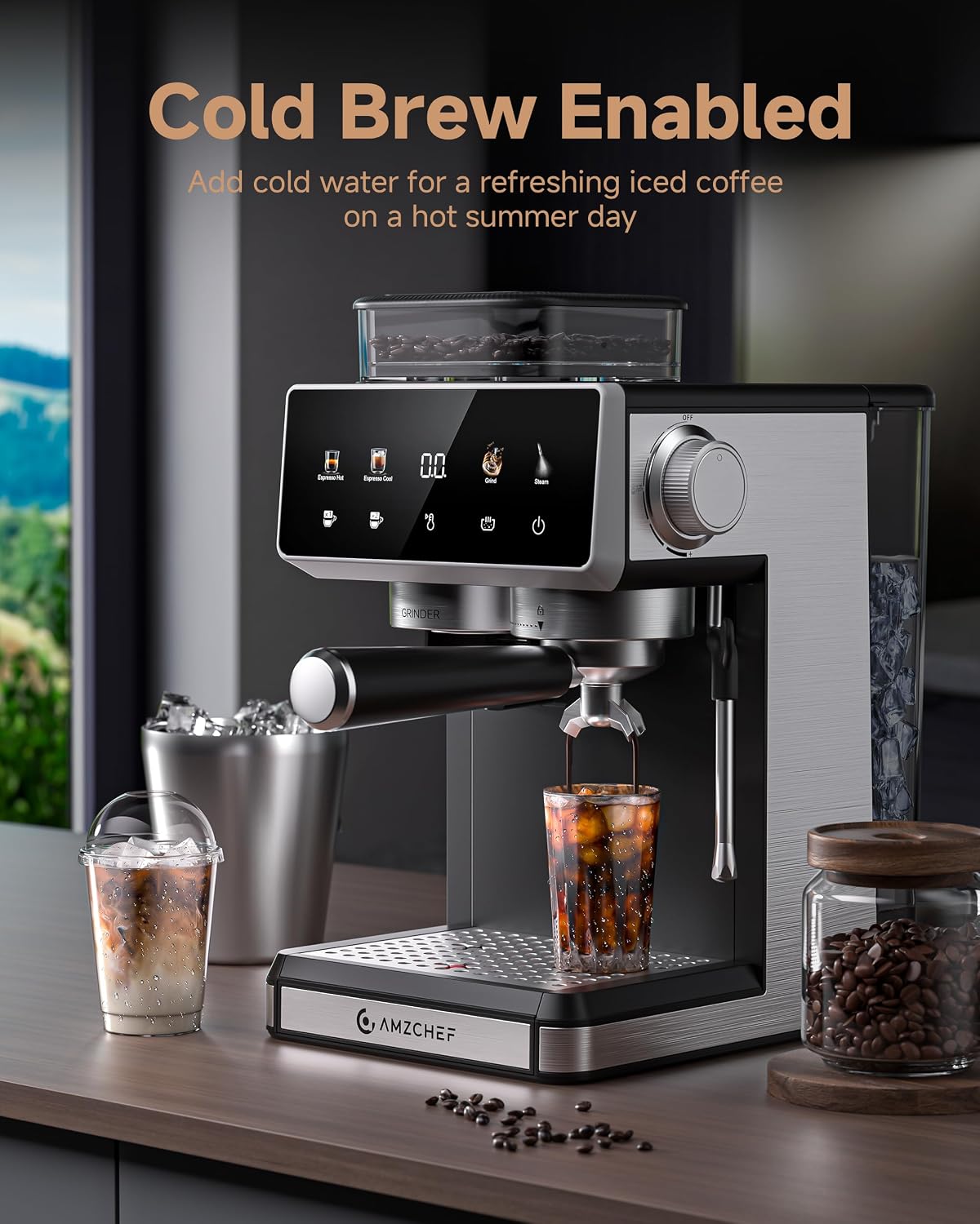 Thumbnail 6 de AMZCHEF Bean to Cup Coffee Machine, 20 bar
