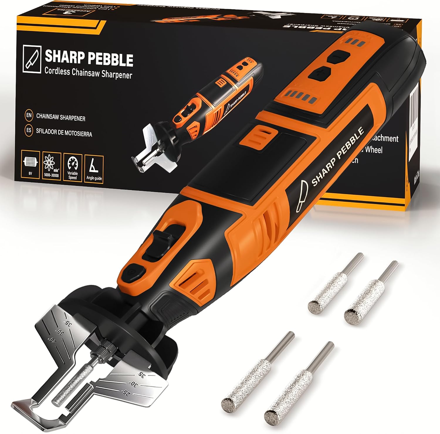 Detalle de Sharp Pebble CS2023 Cordless Chainsaw Sharpener Kit with Angle Guide
