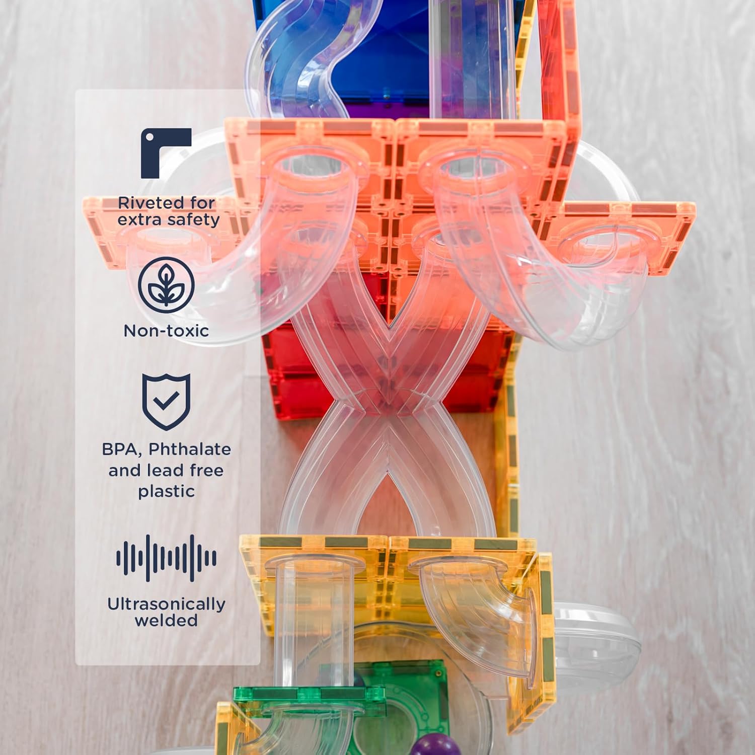 Detalle de CONNETIX Piastrelle magnetiche Arcobaleno Ball Run – Espansione da 66 pezzi