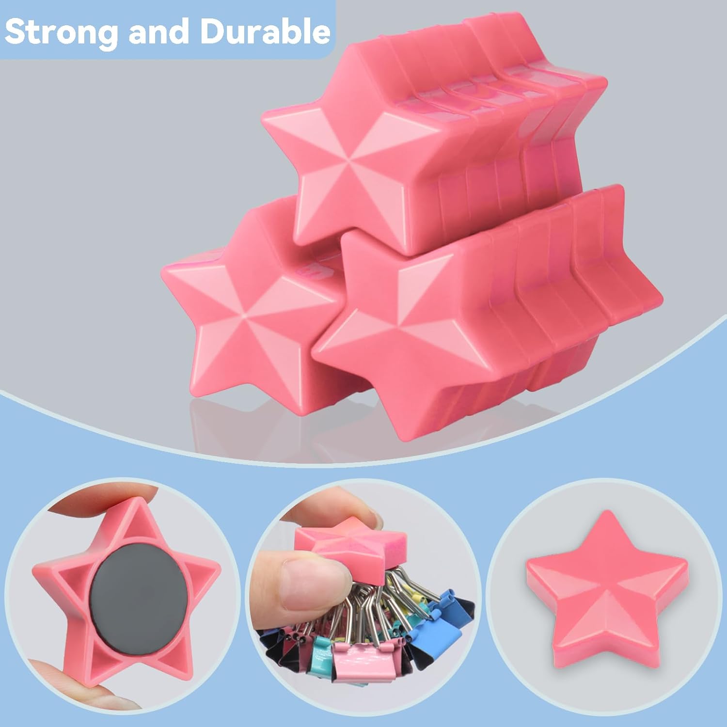 Thumbnail 1 de ZDZBLX Magnete für Magnettafel 30 Stück – Starke Mini Magnete, rosa Sterne Dekor, 30 mm Ø, 8 mm dick