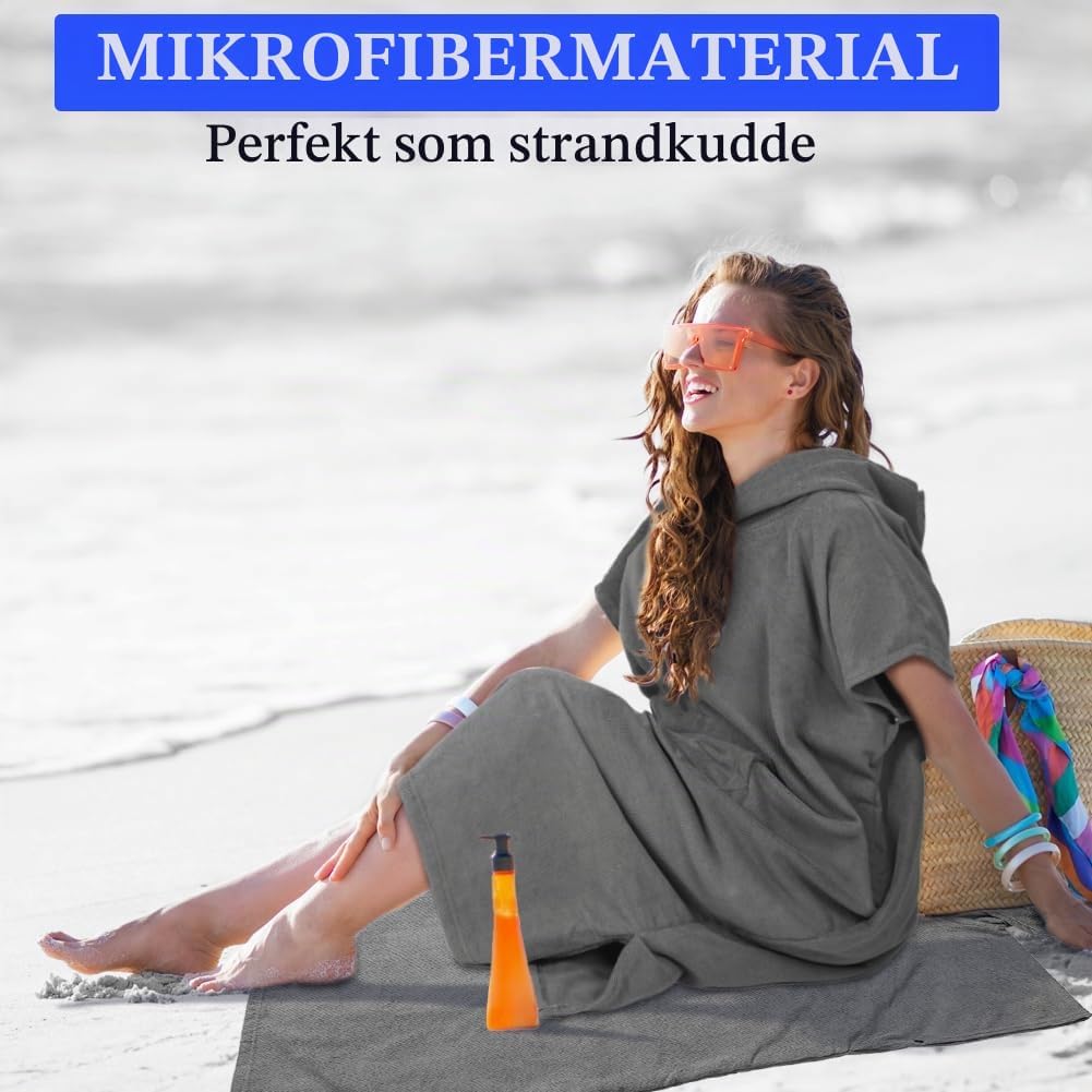 Thumbnail 5 de AUYAO 5228122 surfponcho för vuxna i mikrofiber med huva och fickor