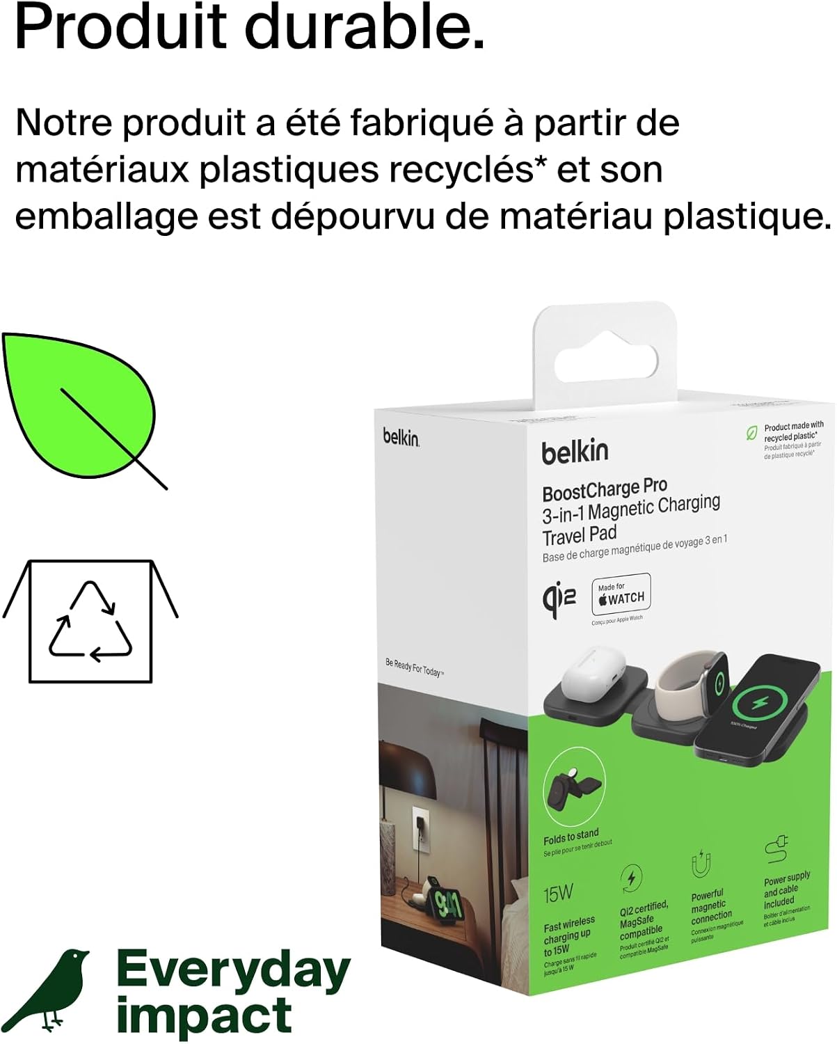 Thumbnail 6 de Belkin BoostCharge Pro Station de Recharge aimantée 3-en-1 – Charge rapide et portable pour iPhone, Apple Watch et AirPods